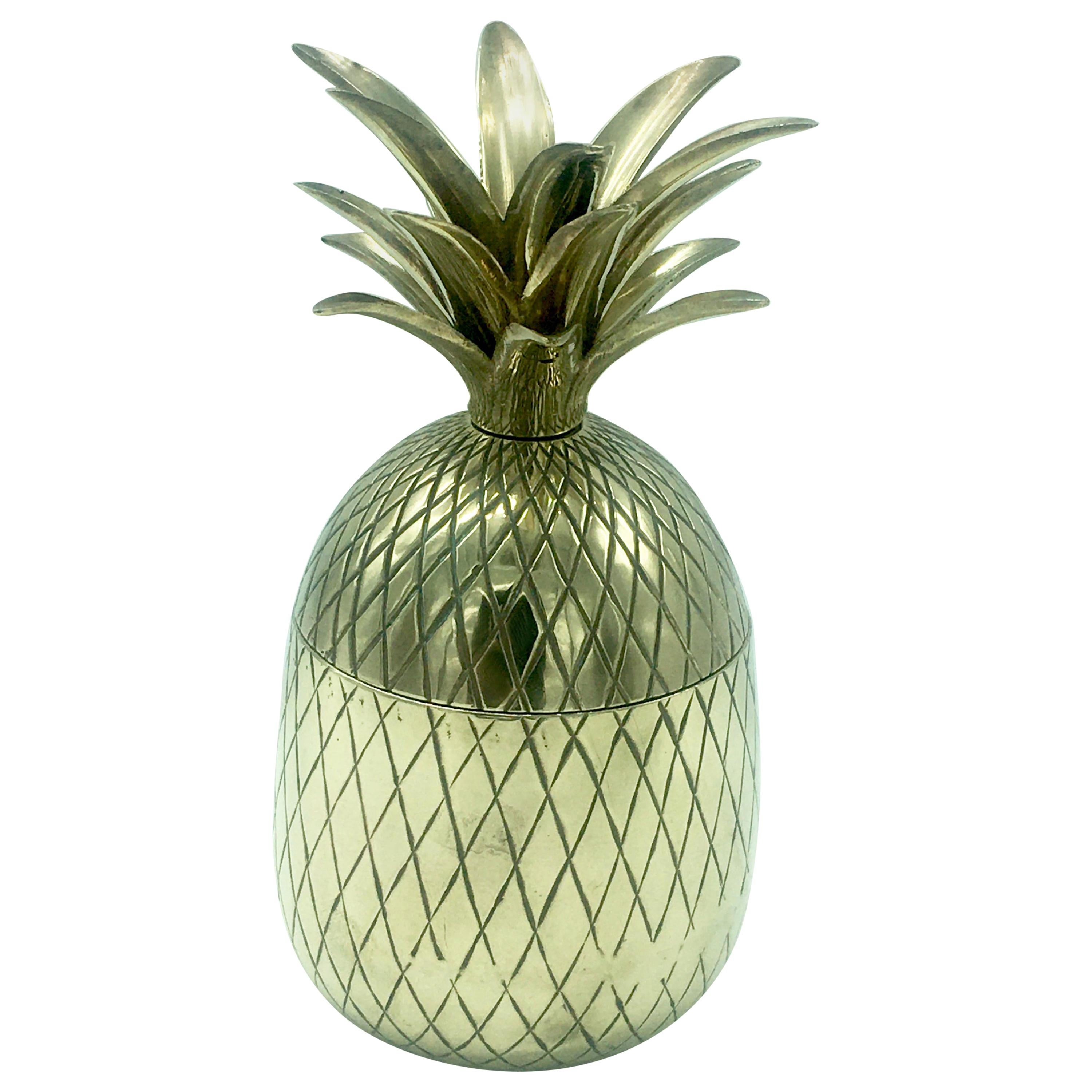 Antique Chiseled Brass and Gilt Pineapple Box Caddy, 1970