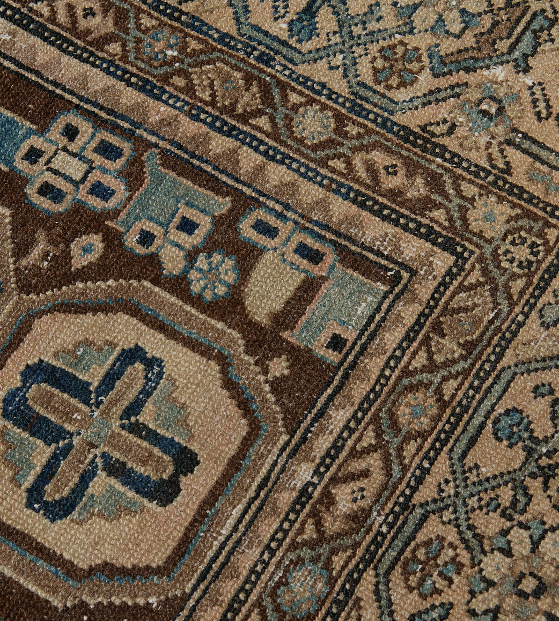 Alfombra Persa Malayer Tradicional Floral Marrón Chocolate Antigua en venta 5