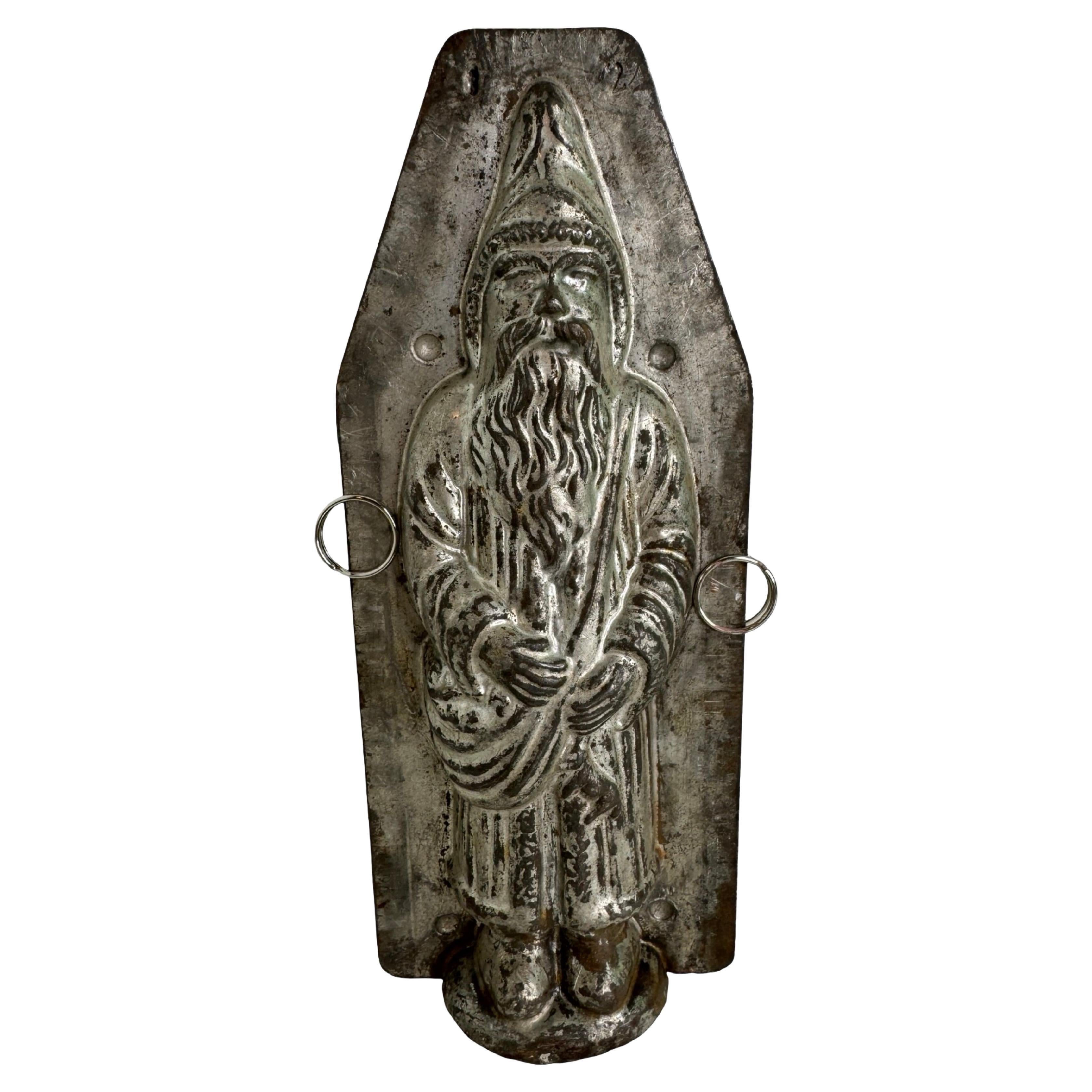 Antique Chocolate Mold, Santa Claus Belsnickle, Metal, 1890s, France