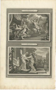 Antique Christian Art Print – Annunciation of Mary & Visitation, Mortier 1700