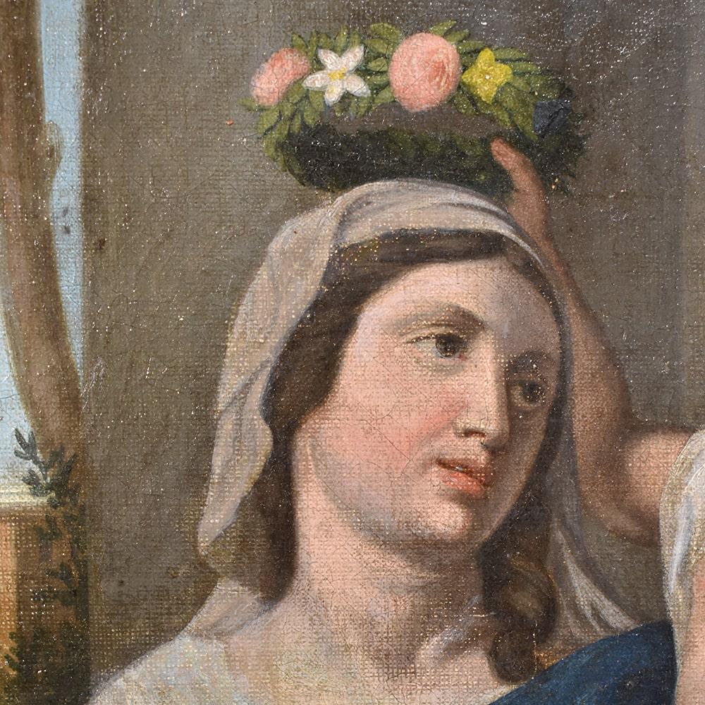 Antike christliche Gemälde, Madonna und Kind Jesus, Öl auf Leinwand, XIX (Charles X.) im Angebot