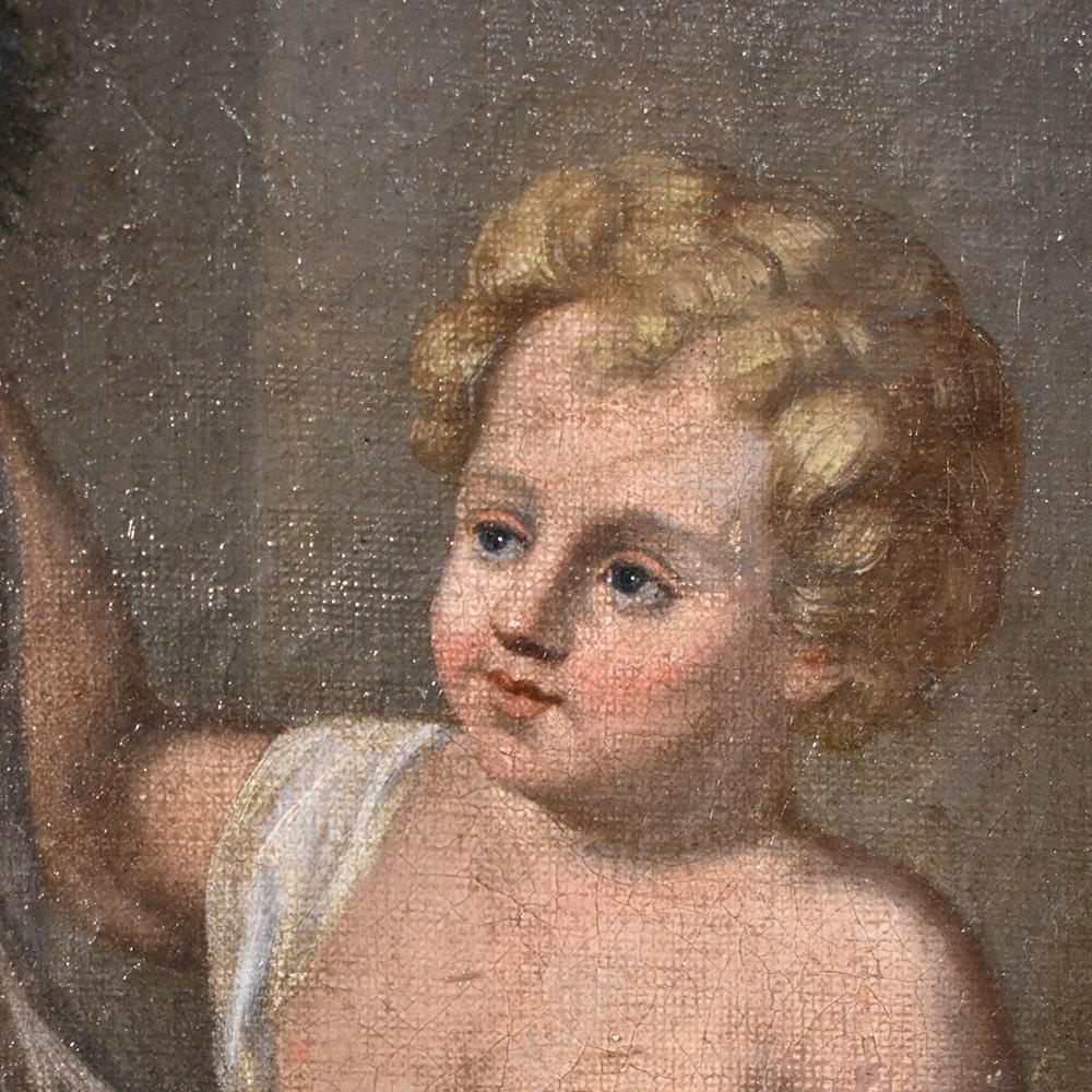 Antike christliche Gemälde, Madonna und Kind Jesus, Öl auf Leinwand, XIX (Französisch) im Angebot