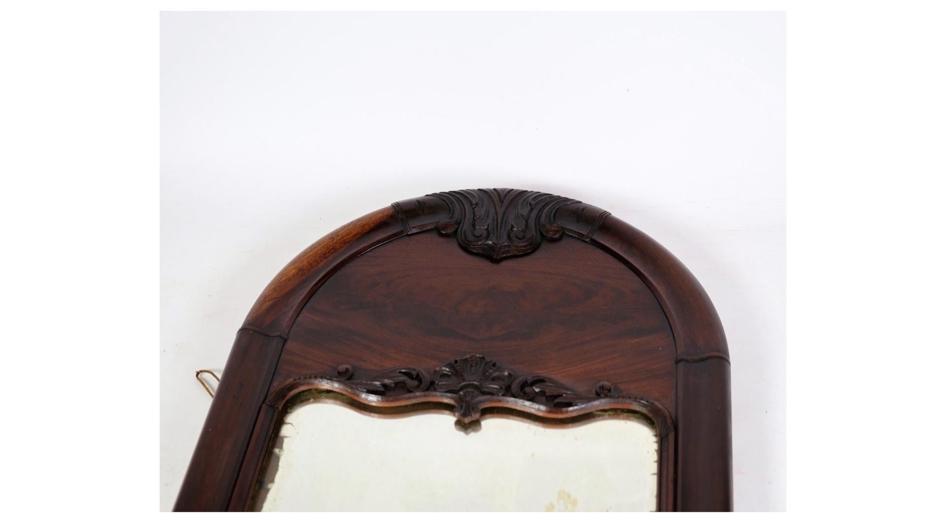 Renaissance Antique Christian VIII Mirror Made In Mahogany From 1860s For Sale