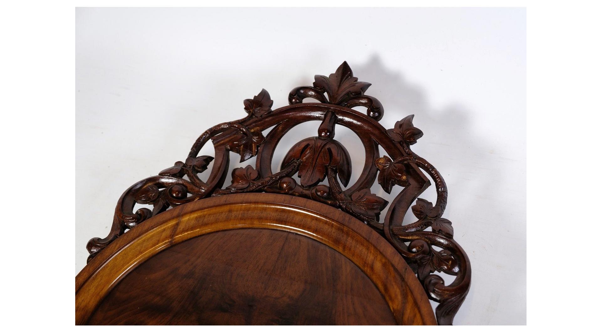 Renaissance Antique Christian VIII Mirror With Decoration Made In Mahogany From 1860s For Sale