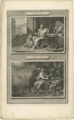 Antique Christian Wall Art – Evangelists Luke and John, Mortier ca.1700