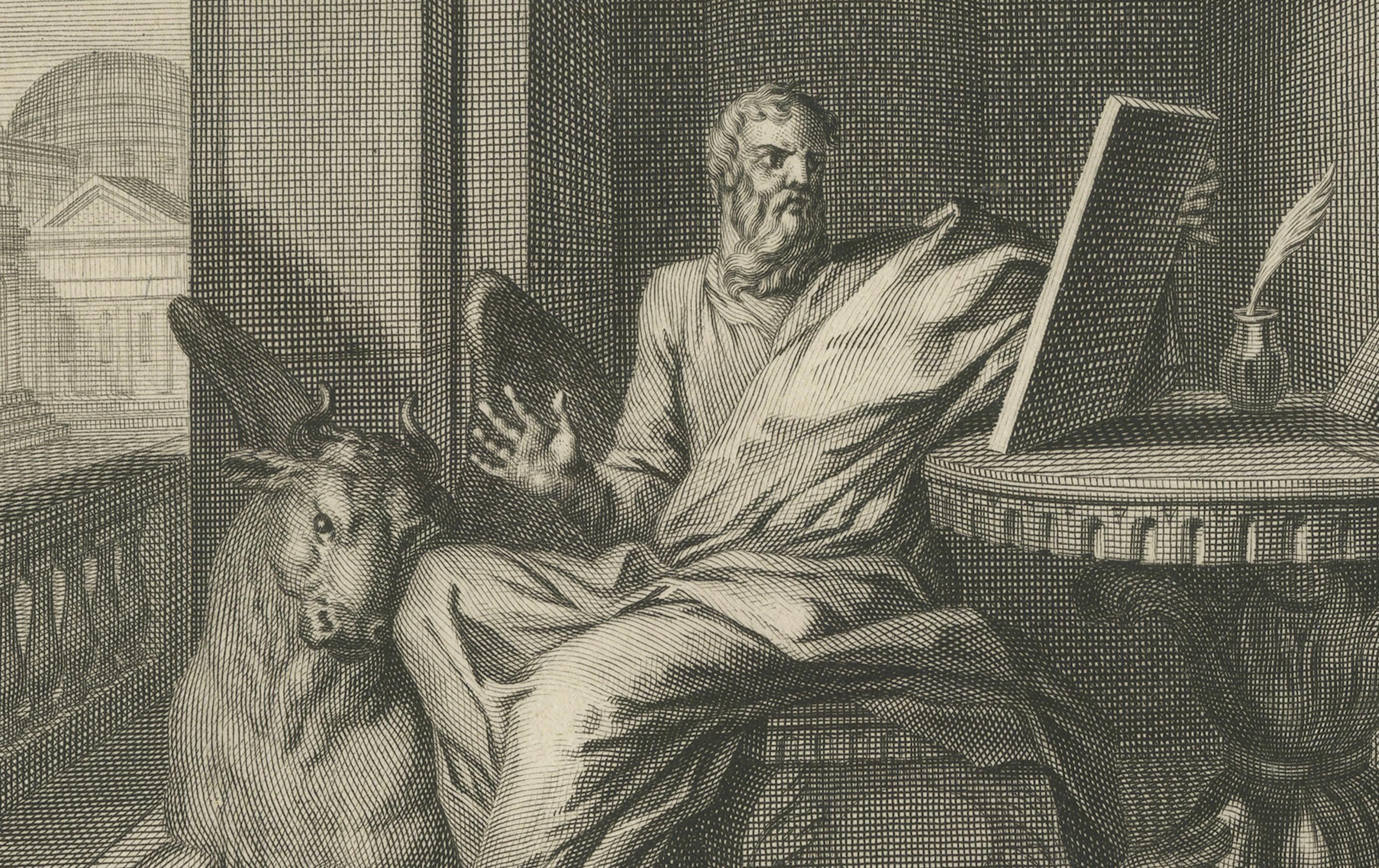 Antike christliche Wandkunst - Evangelisten Lukas und Johannes, Mortier ca.1700 im Zustand „Gut“ im Angebot in Langweer, NL