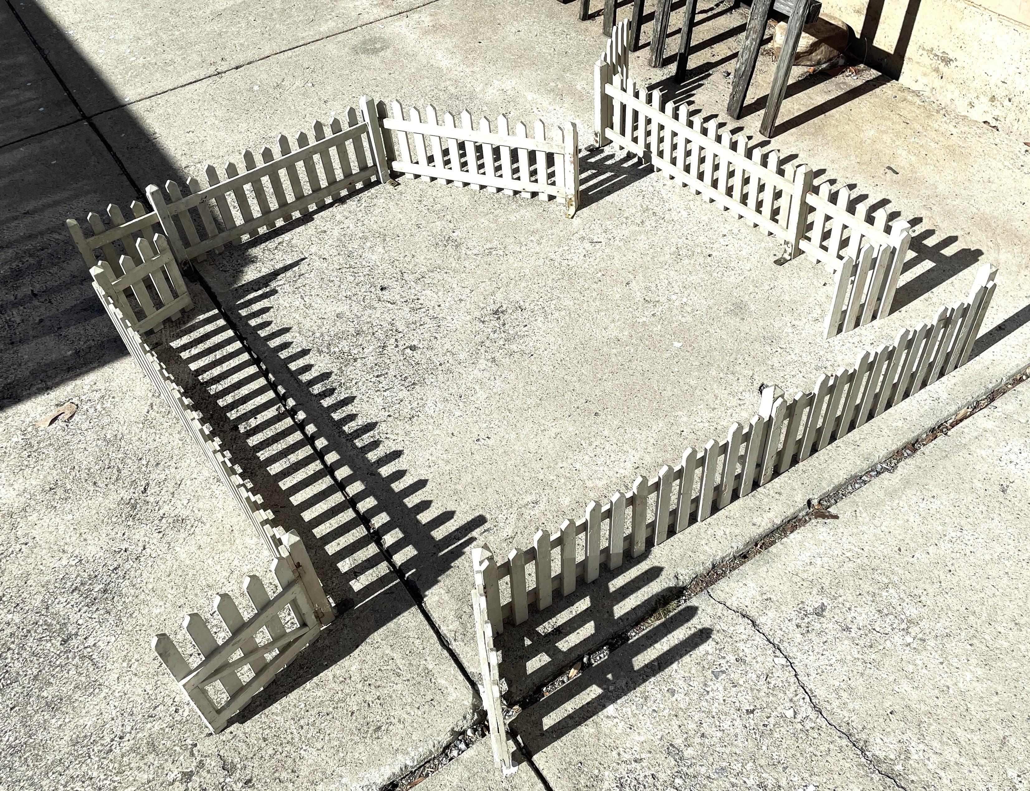 Antique Christmas Tree Village Train Surround Painted Wooden Fence Gate For Sale 5