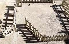 Antique Christmas Tree Village Train Surround Painted Wooden Fence Gate