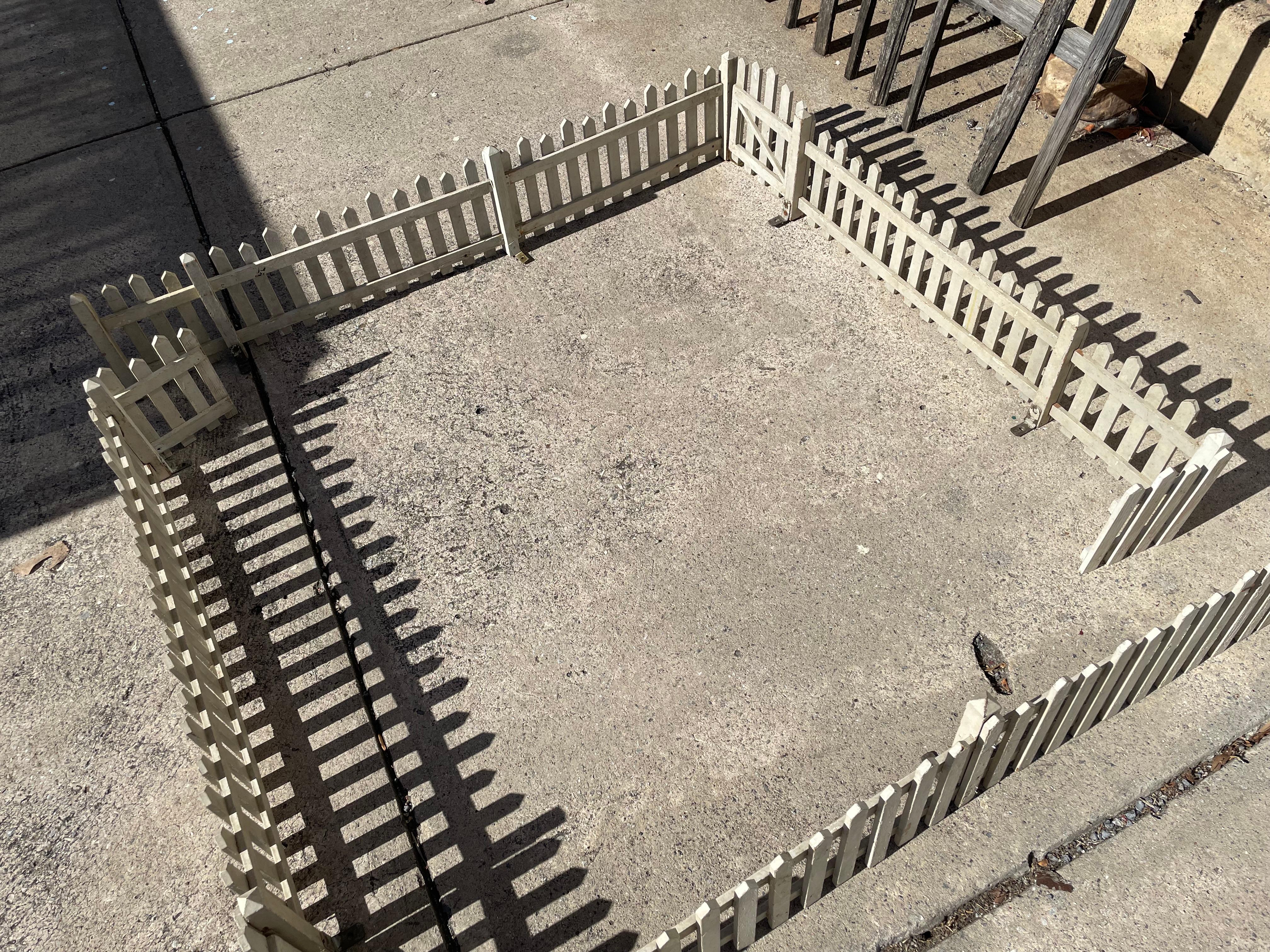 Antique Christmas Tree Village Train Surround Painted Wooden Fence Gate For Sale 1
