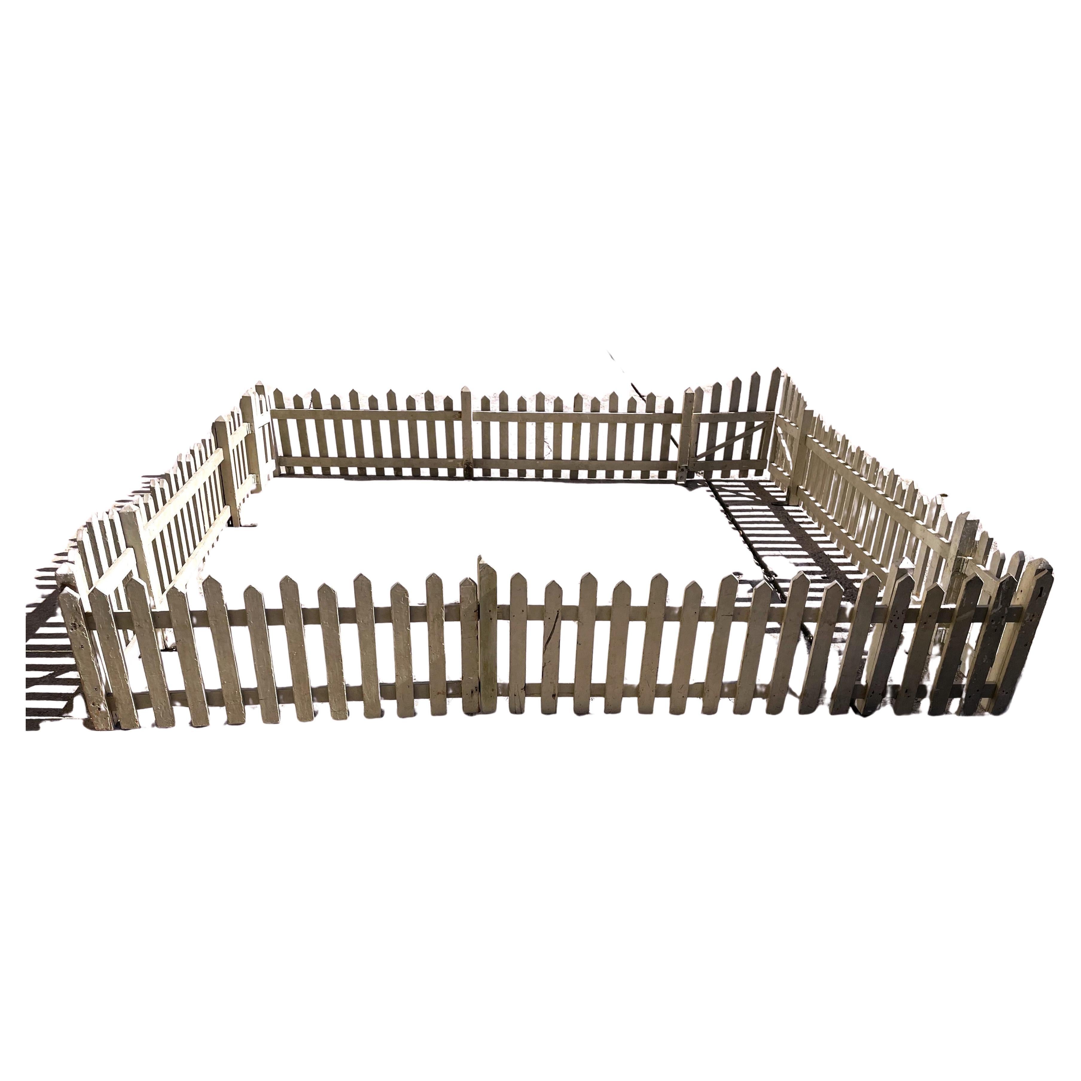 Antique Christmas Tree Village Train Surround Painted Wooden Fence Gate For Sale