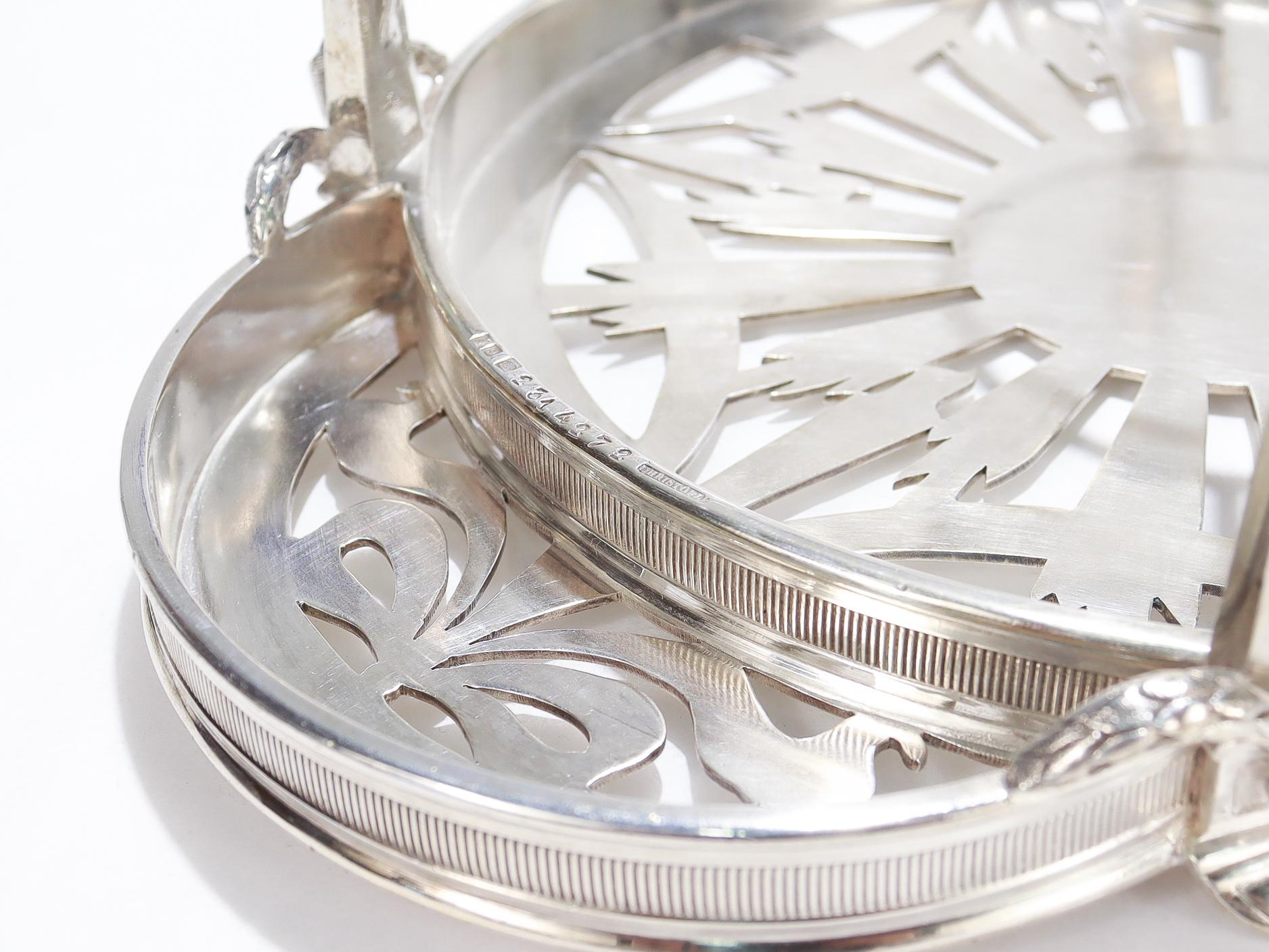 Antique Christofle French Empire Style Silver Plated Plateau or Warmer/Trivet 7