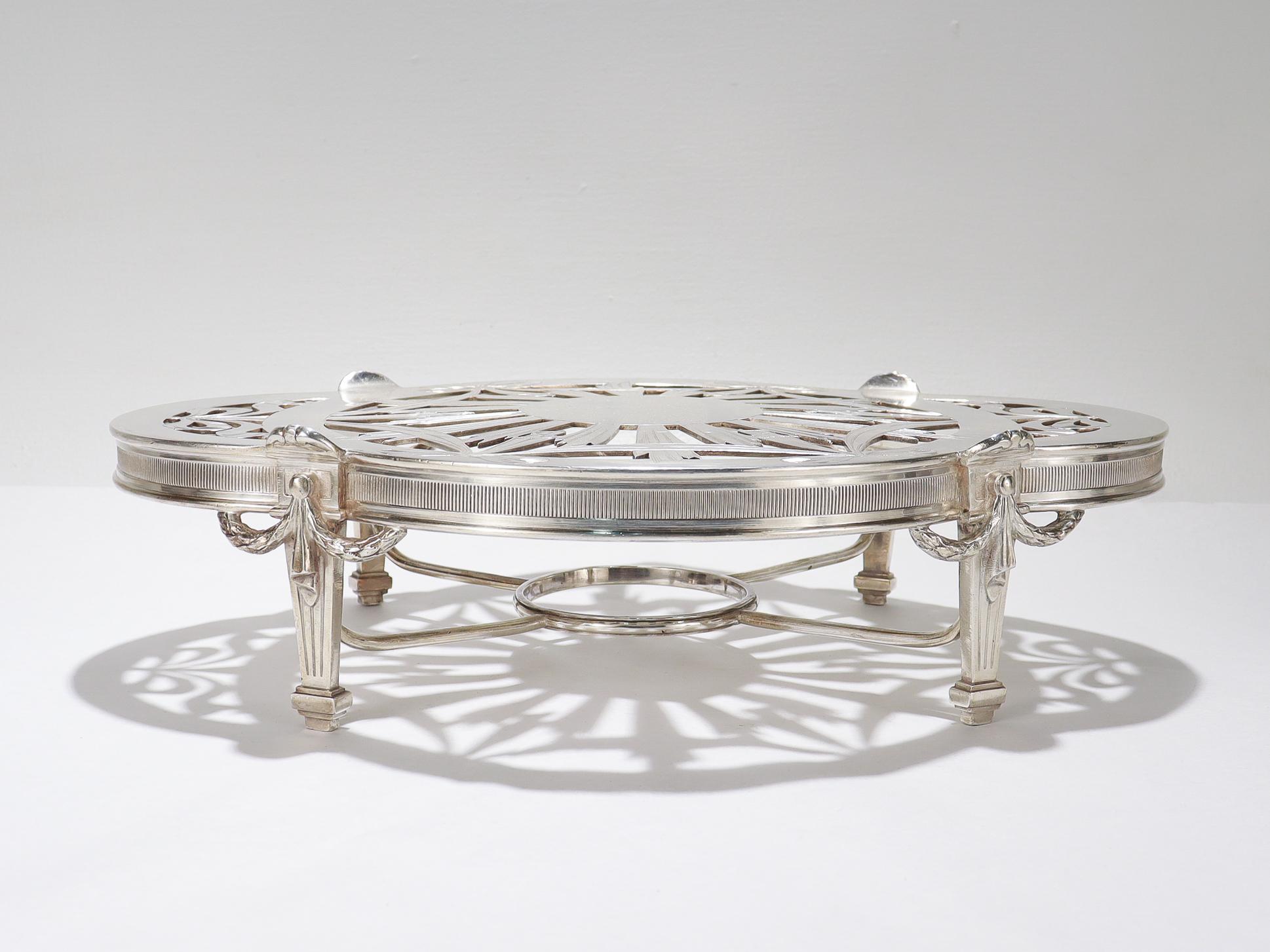20th Century Antique Christofle French Empire Style Silver Plated Plateau or Warmer/Trivet