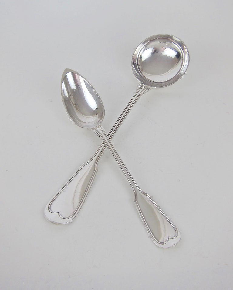 Antique Christofle Large Ladle and Serving Spoon in Original Box, 1878