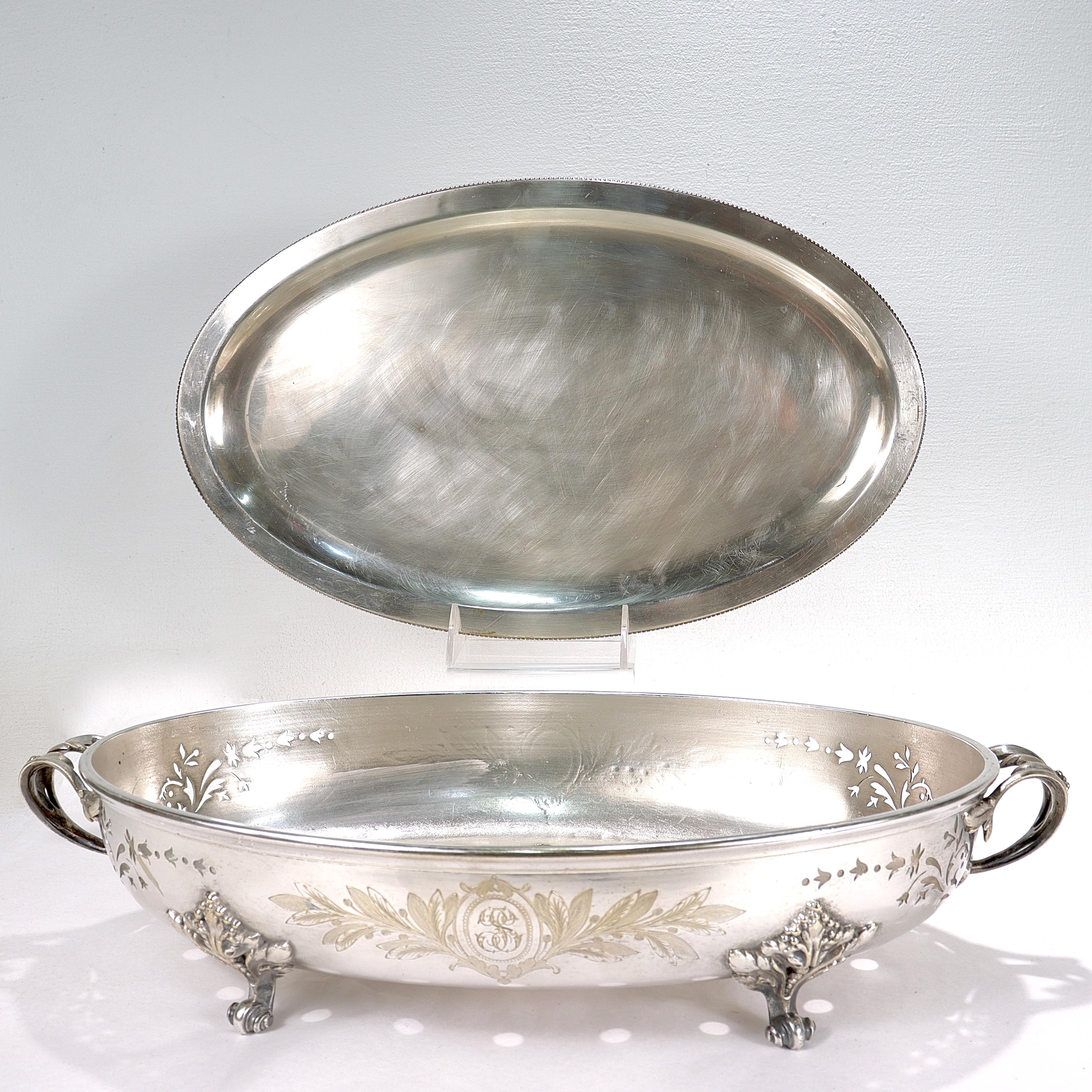 Antique Christofle Silver Plated Food Warmer / Tureen & Covered Dome For Sale 3