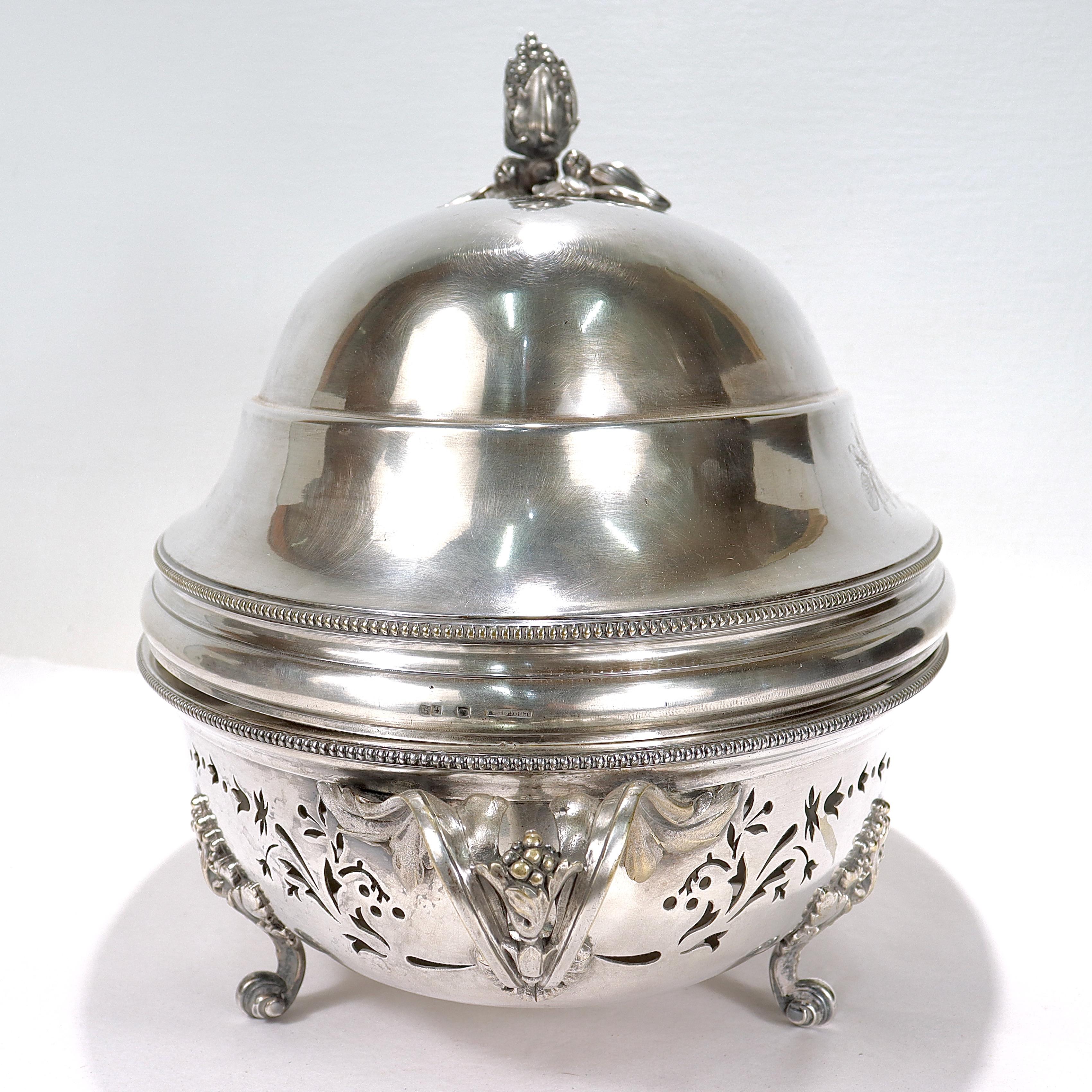 Antique Christofle Silver Plated Food Warmer / Tureen & Covered Dome In Fair Condition For Sale In Philadelphia, PA