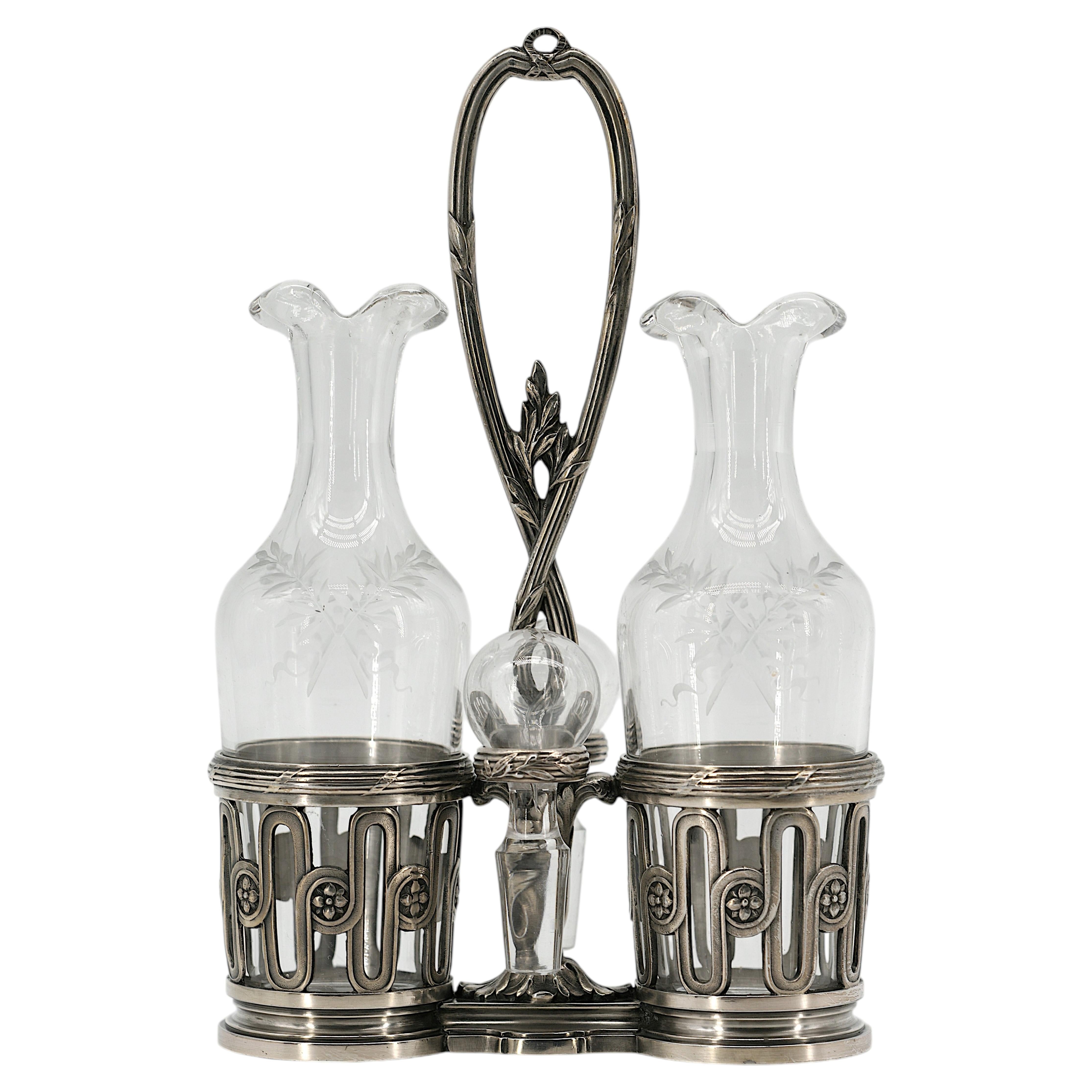 Service à huile et vinaigre antique en argent de Christofle, France, c. C. 1900