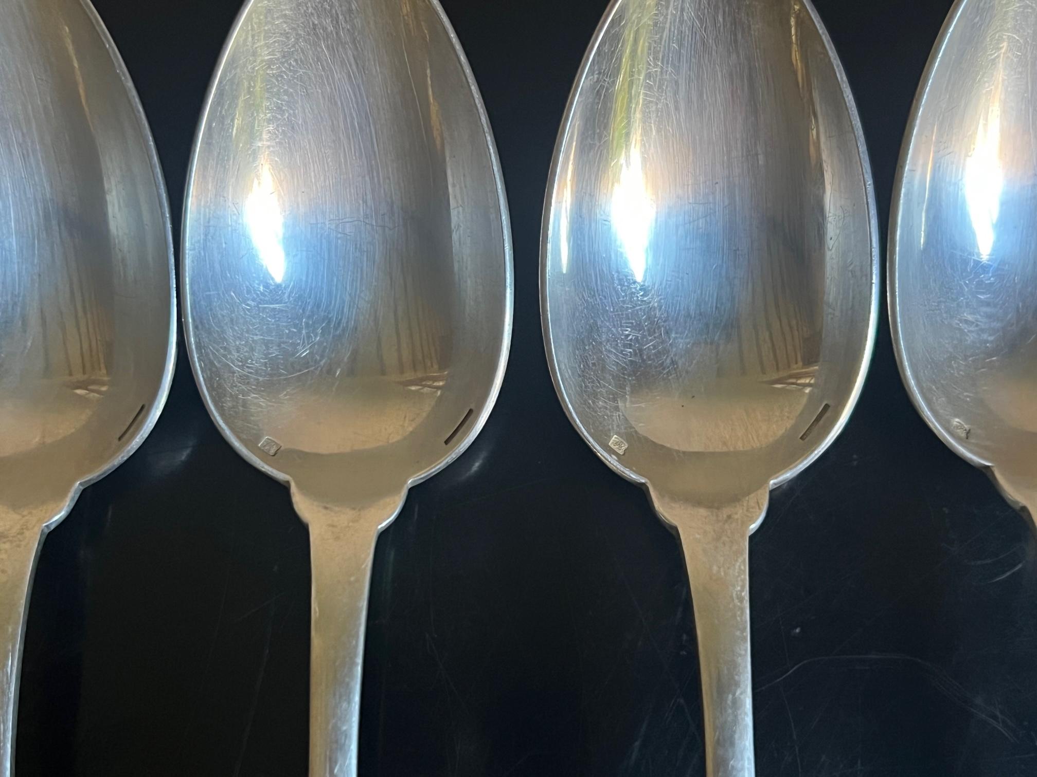 French Antique Christofle Spoons Forks & Cake / Pie Server in Japonais Pattern-13 Piece For Sale