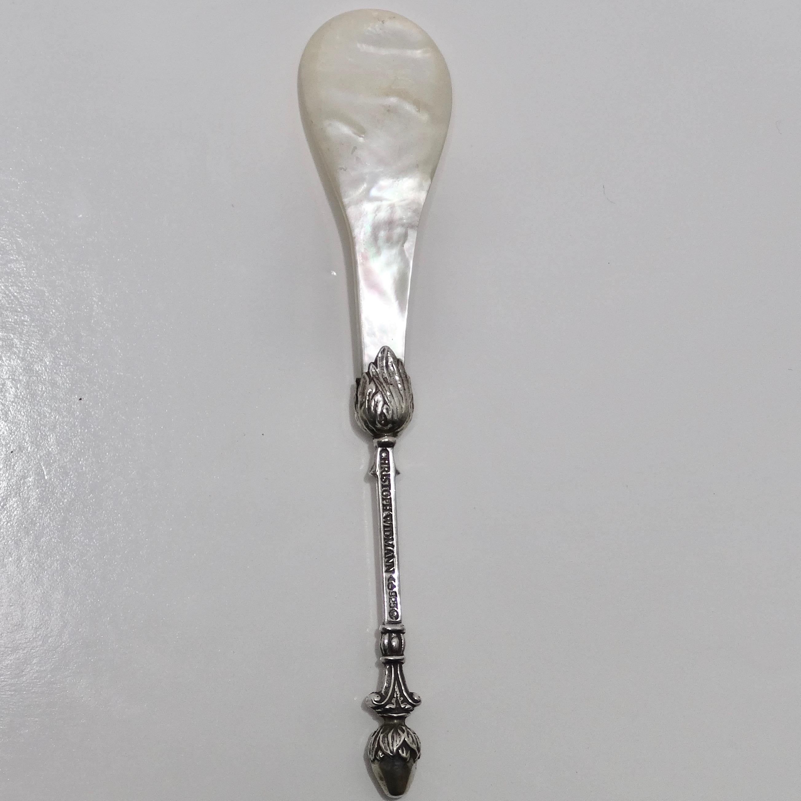 Antique Christoph Widmann 925 Silver Shell Spoon For Sale 3