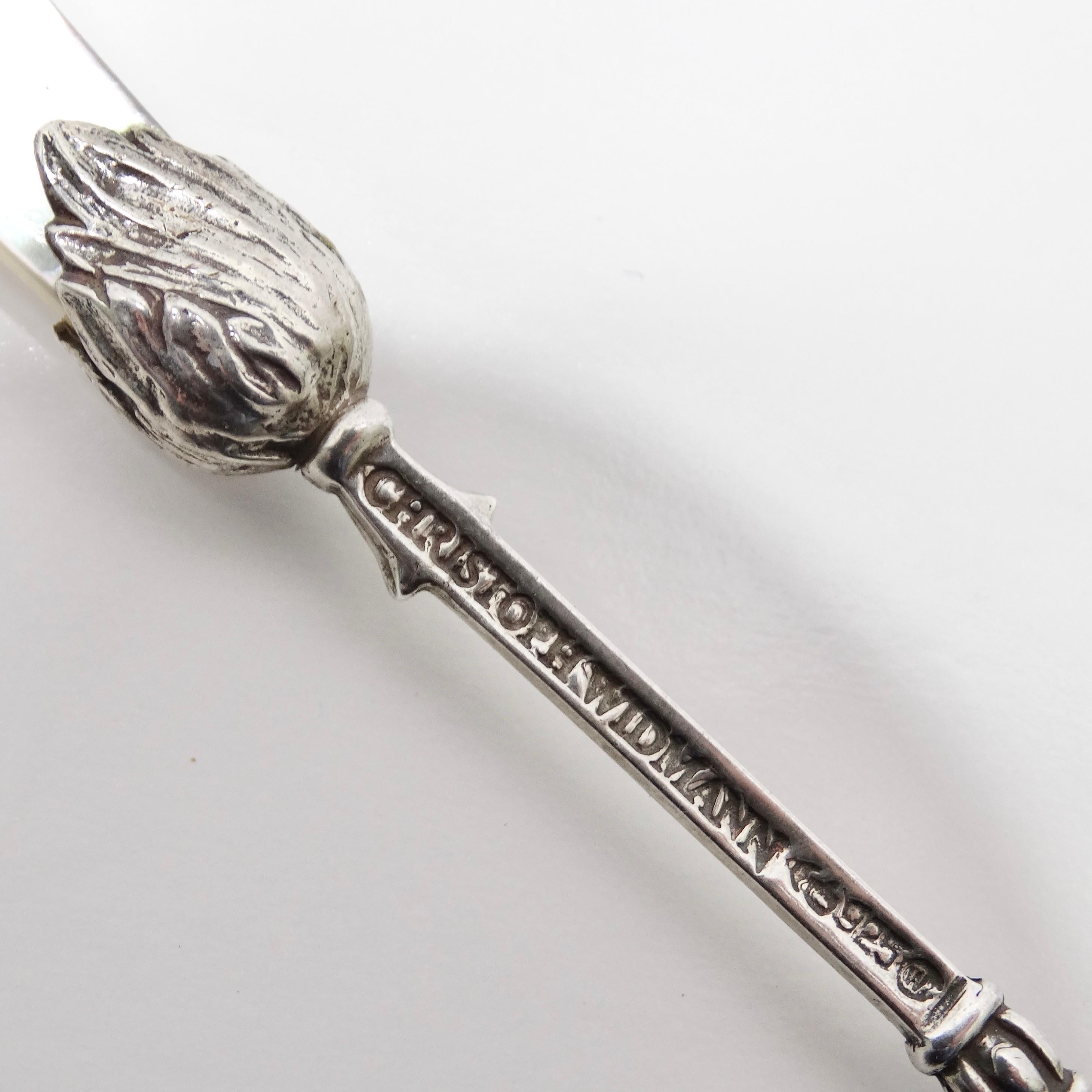 Antique Christoph Widmann 925 Silver Shell Spoon For Sale 4