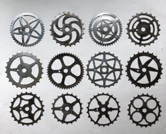 Antique Chrome-Plated Steel Bicycle Sprocket Display, Mid-Century Modern