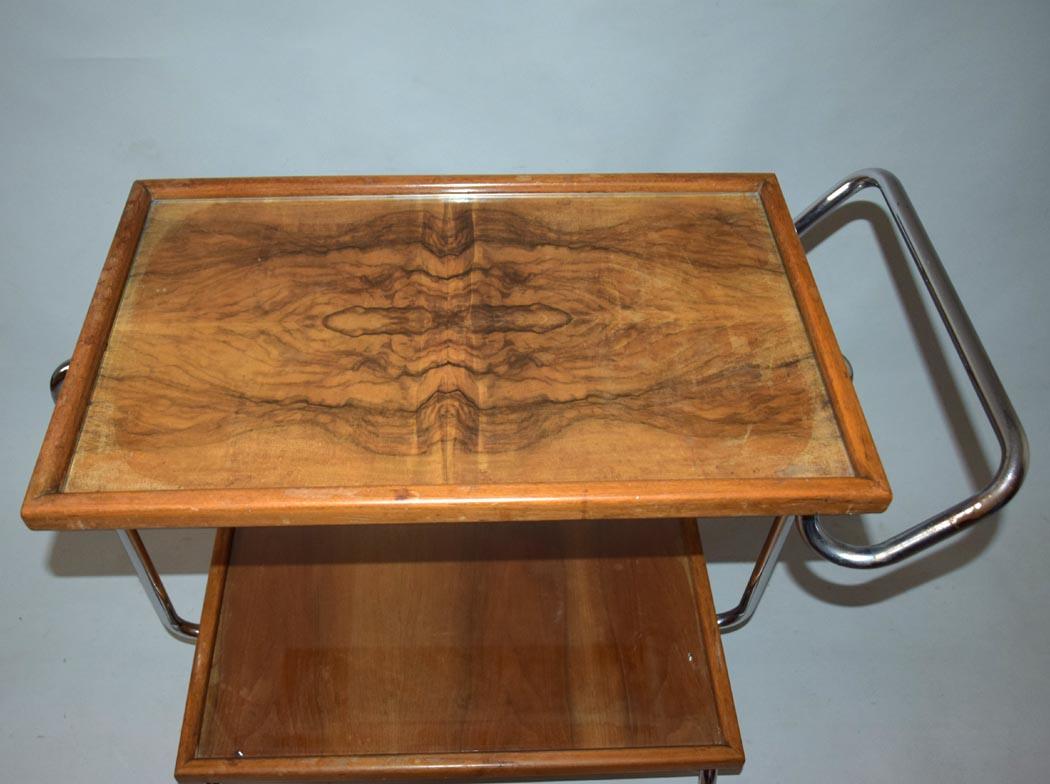 Antique chrome serving table, Thonet, Jindřich Halabala For Sale 2