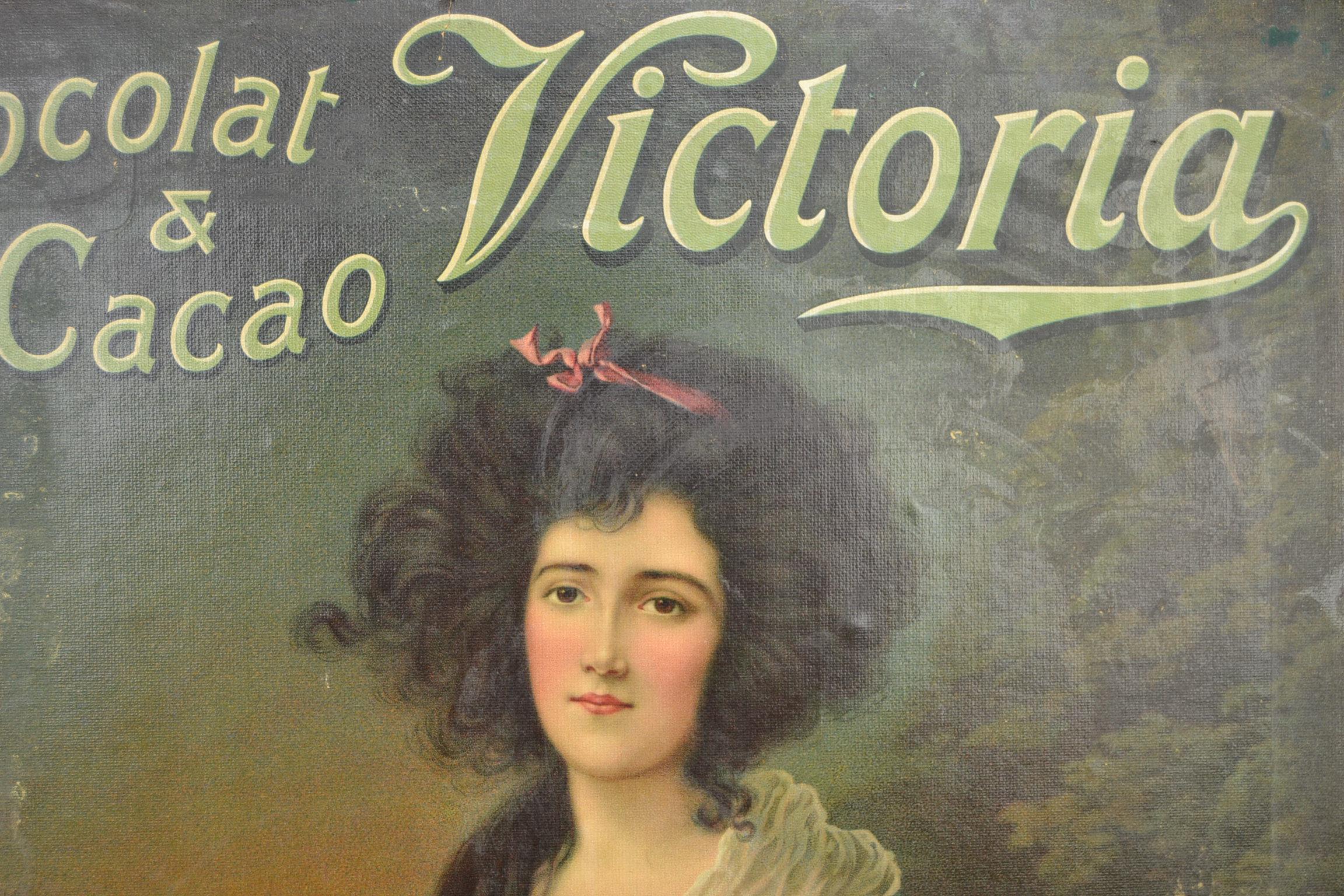 Antique Chromo Advertising Sign for Victoria Chocolate and Cacao, Belgium 4