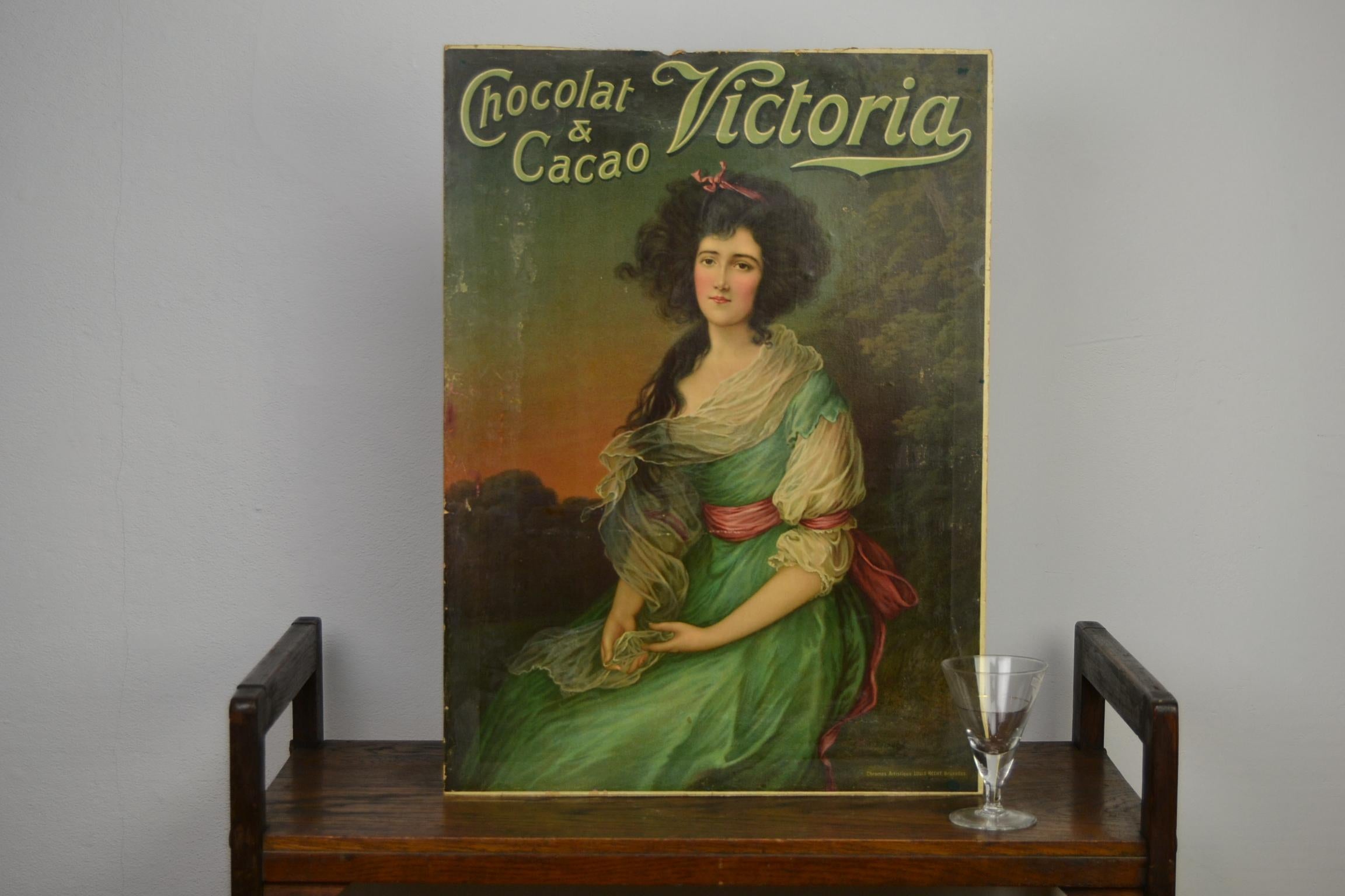 Antique Chromo Advertising Sign for Victoria Chocolate and Cacao, Belgium 11