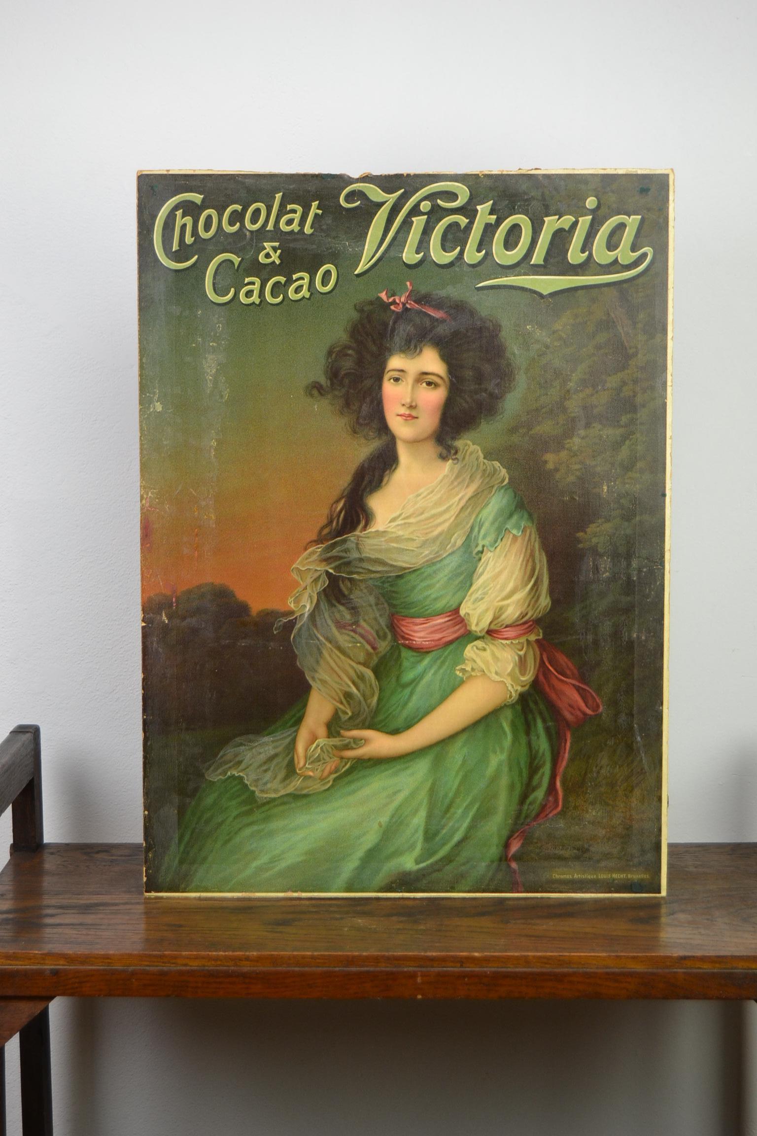 Antique Chromo Advertising Sign for Victoria Chocolate and Cacao, Belgium 13