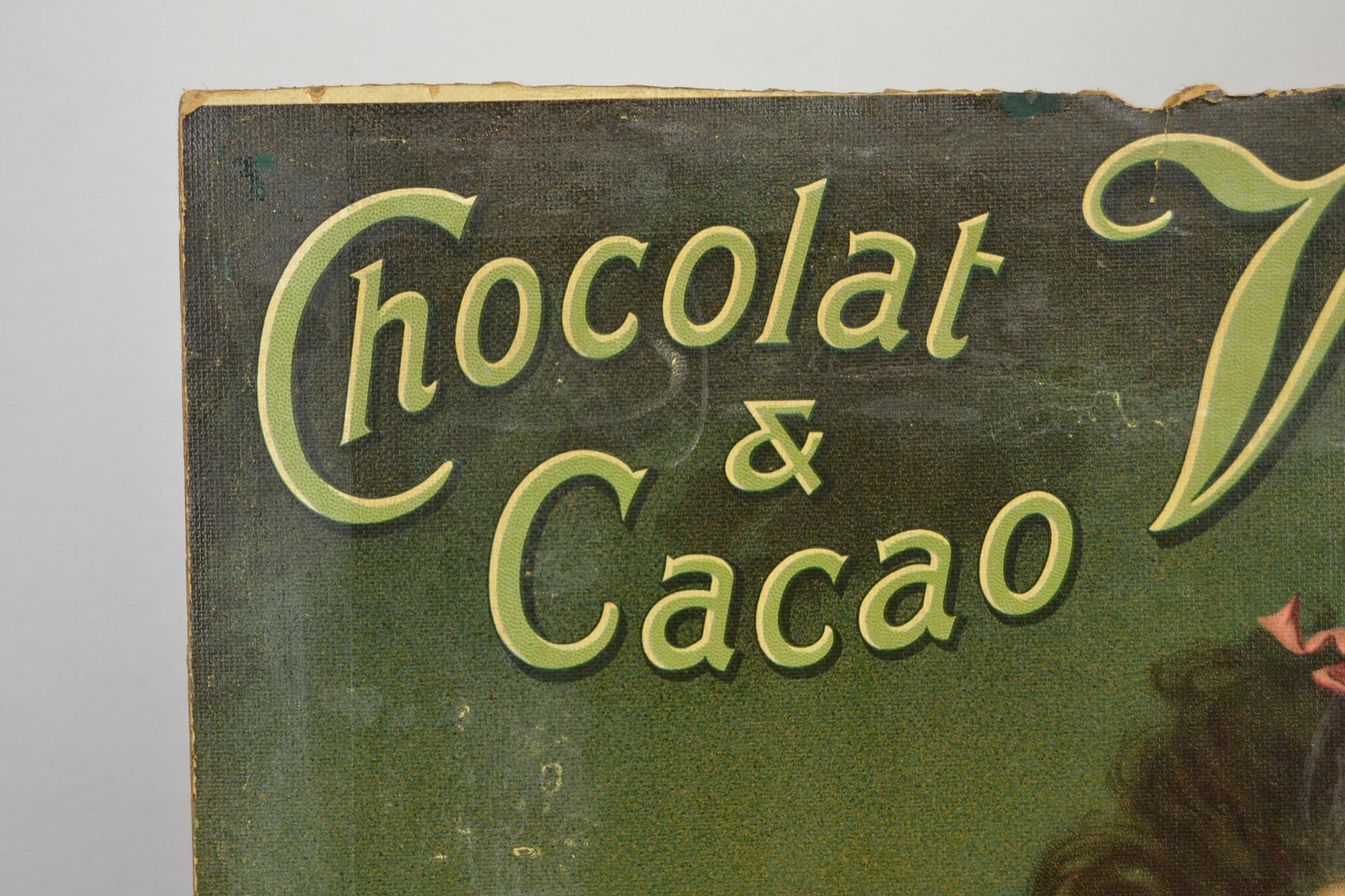 Art Nouveau Antique Chromo Advertising Sign for Victoria Chocolate and Cacao, Belgium