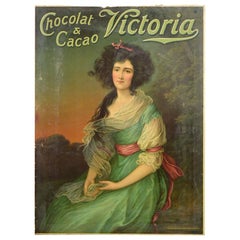 Antique Chromo Advertising Sign for Victoria Chocolate and Cacao, Belgium