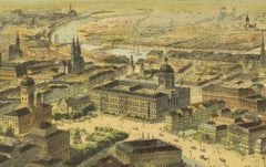 Antique Chromolithograph Bird’s Eye View of Berlin, Germany, circa 1885