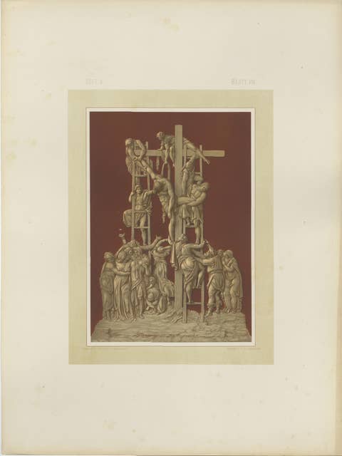 Antique Chromolithograph Deposition of Christ, Reiche Kapelle Munich, 1874