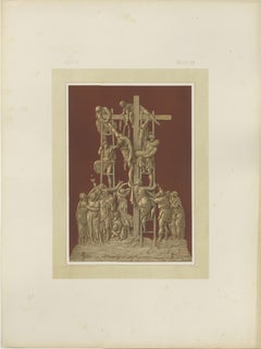 Antique Chromolithograph Deposition of Christ, Reiche Kapelle Munich, 1874