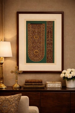 Antique Chromolithograph Liturgical Textile Ornament, Reiche Kapelle Munich 1874