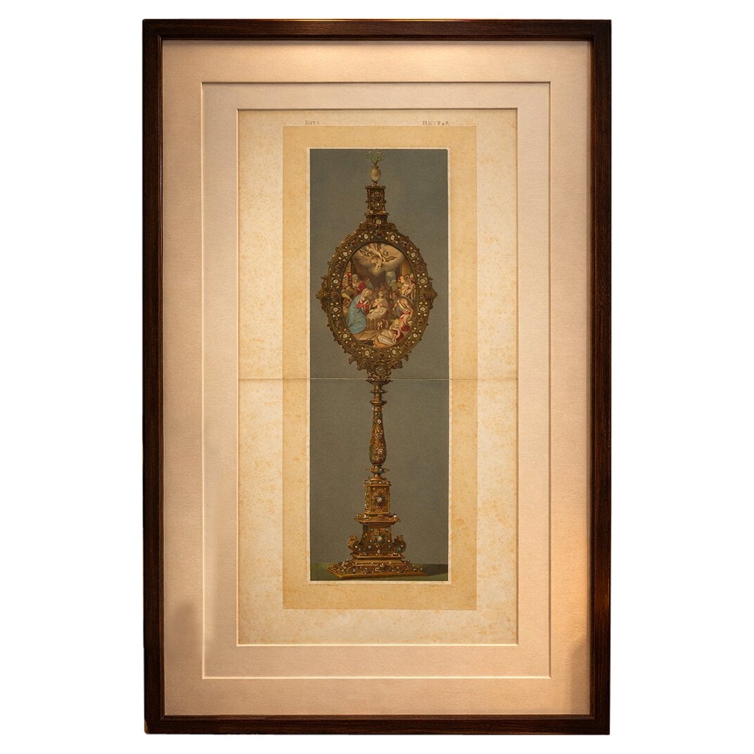 Antique Chromolithograph Monstrance Reiche Kapelle Munich Sacred Object, 1874