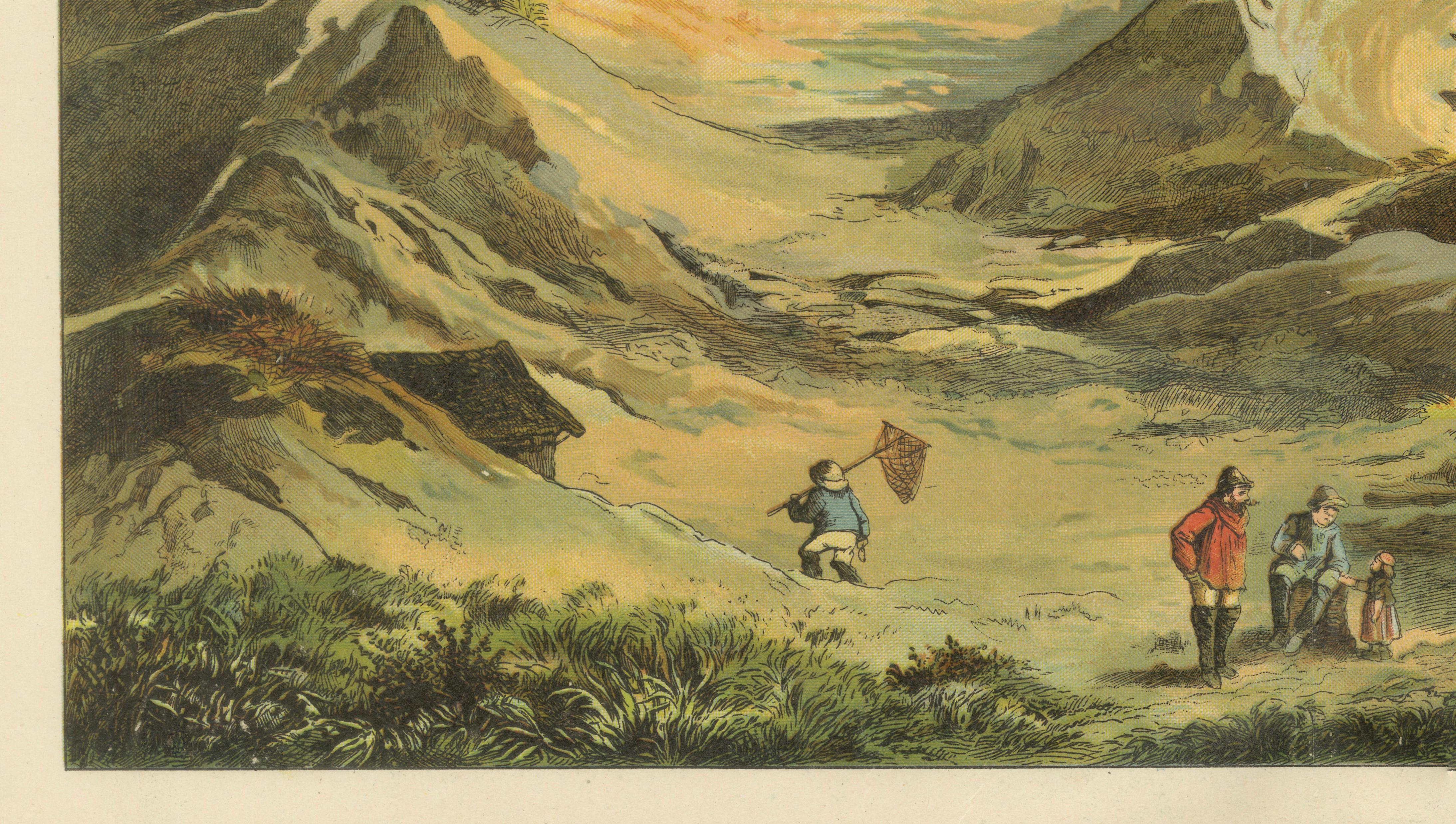 19th Century Antique Chromolithograph of Coastal Dunes and North Sea Shoreline, ca. 1885 For Sale
