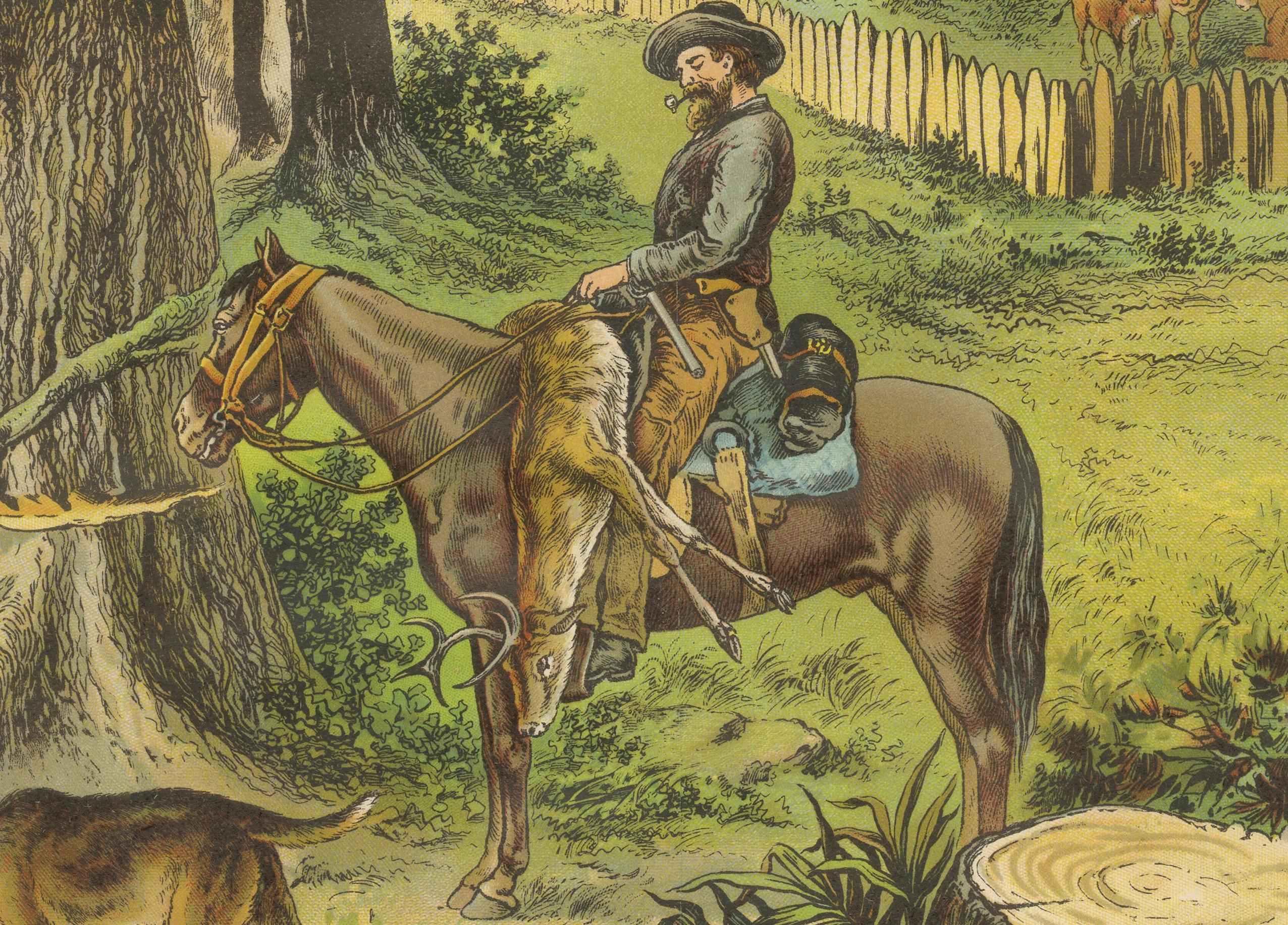 Paper Antique Chromolithograph of German Settlement in America, circa 1890 For Sale