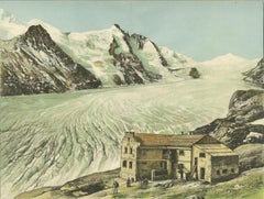Antique Chromolithograph of the Großglockner Glacier and Alpine Lodge, ca. 1885