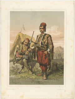 Antique Chromolithographed Print of Croatian Guards