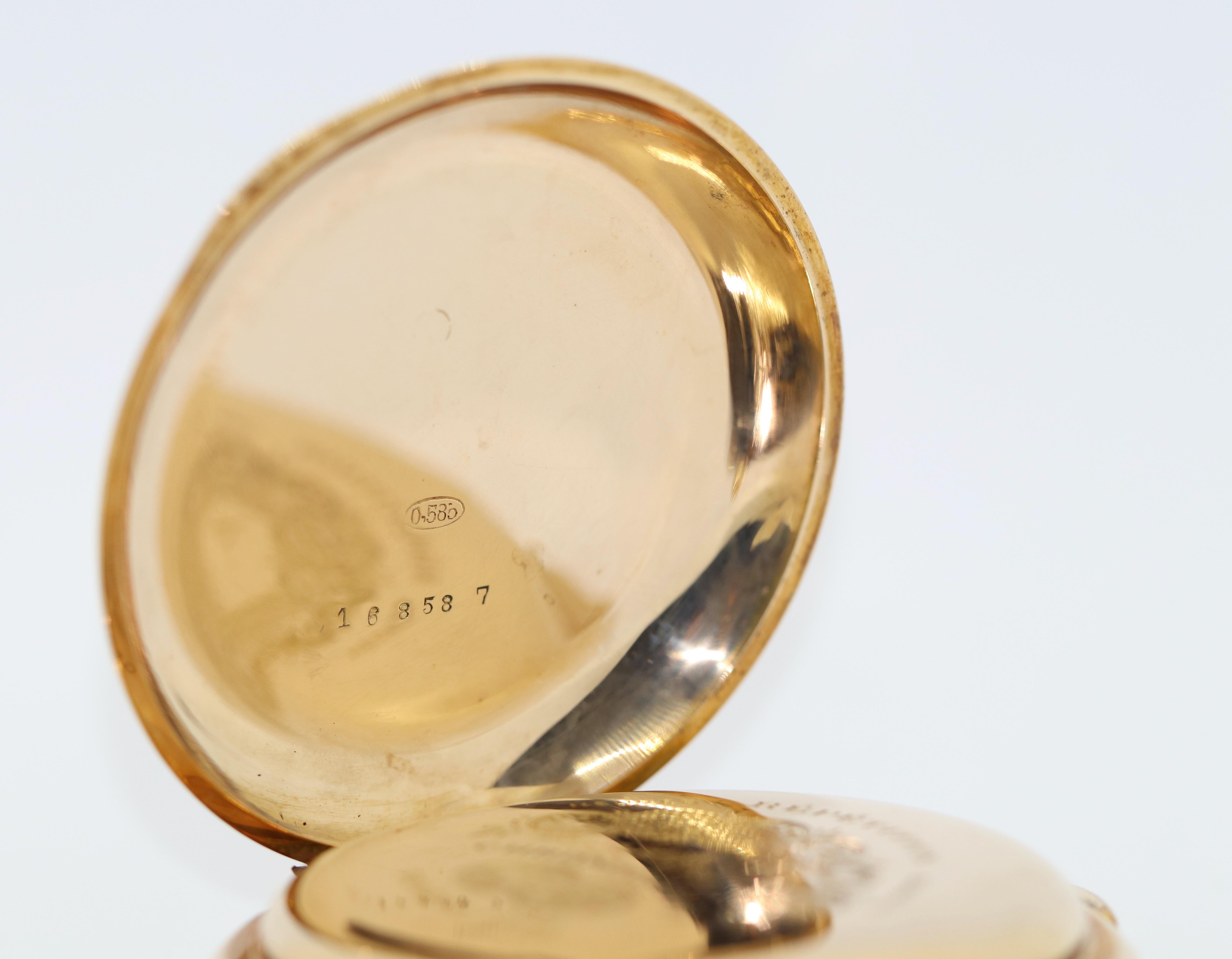 Antike antike Chronograph & Quarz Repeater Taschenuhr Hunter 14 Karat Gold Herren im Angebot