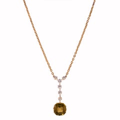 Antique Chrysobryl 4.50ct & Old Mine Diamond 15ct Yellow Gold C/1890