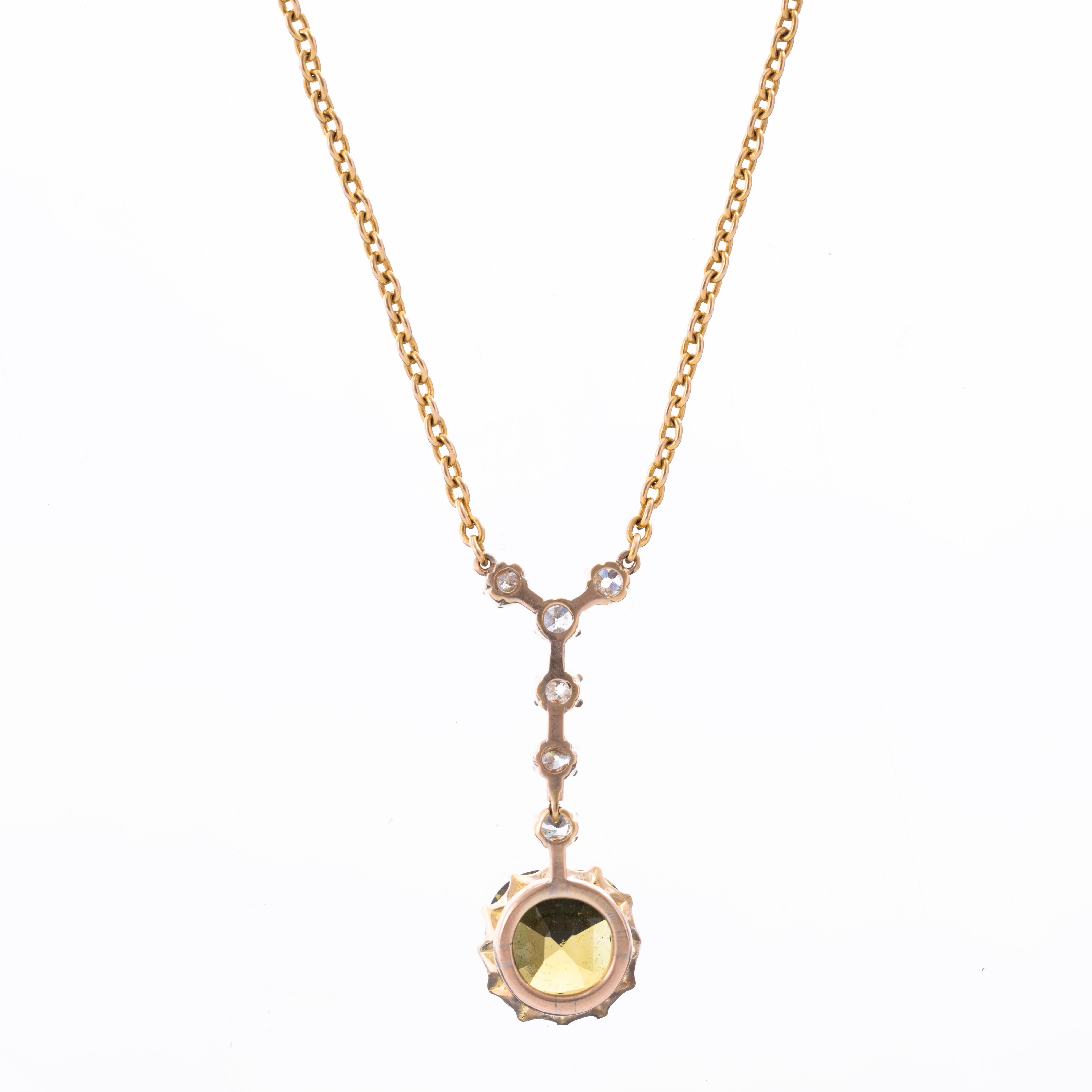 Vittoriano Antico Crisobilo 4,50ct e Diamante Old Mine 15ct Oro Giallo C/1890 in vendita