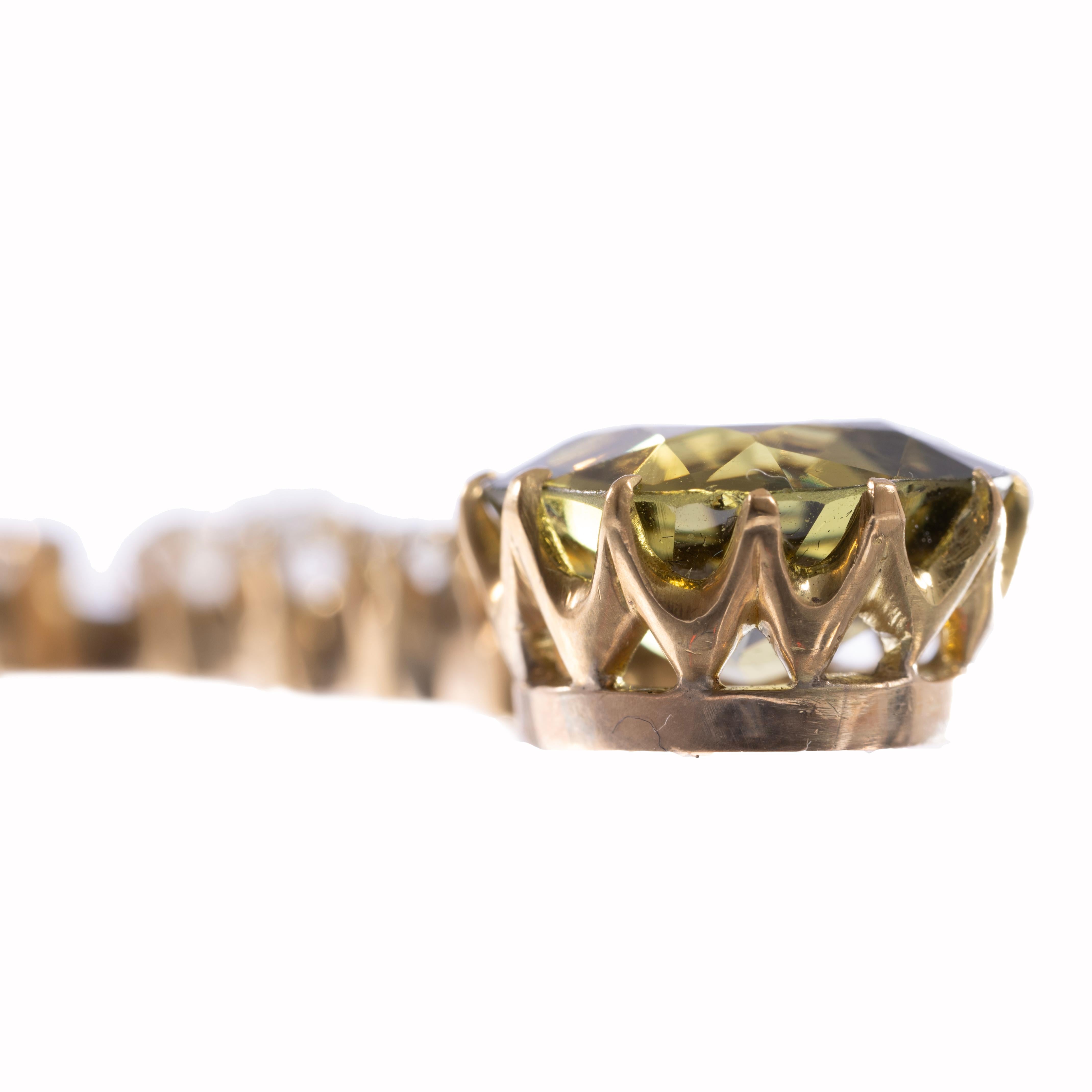 Antico Crisobilo 4,50ct e Diamante Old Mine 15ct Oro Giallo C/1890 In condizioni ottime in vendita a Carmel-by-the-Sea, CA