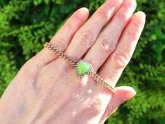 Victorian Chrysoprase and Diamond Gold Witch's Heart Bracelet