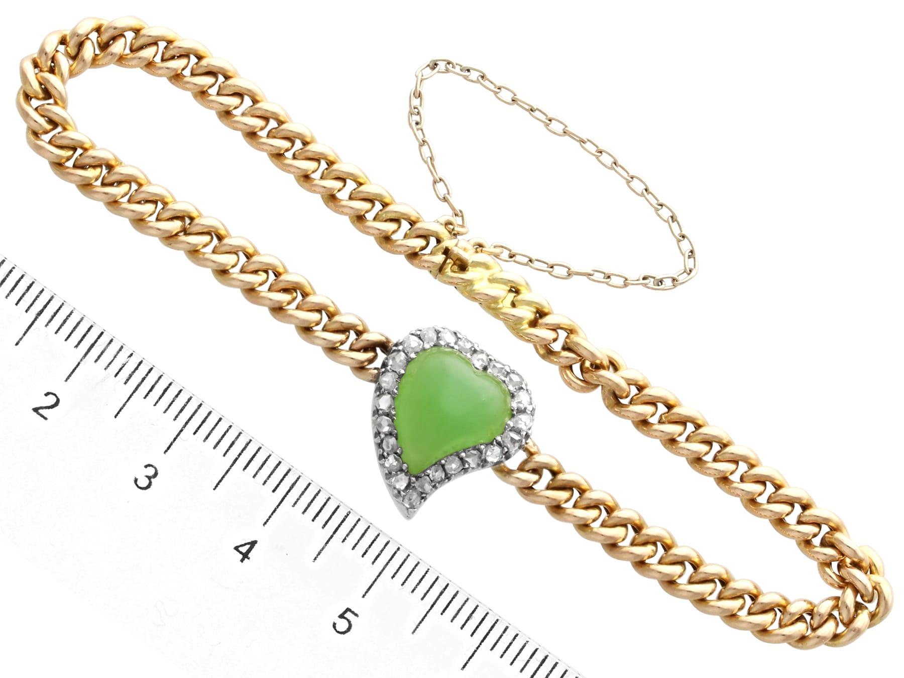 Antikes Witch's Heart-Armband aus Gold mit Chrysopras und Diamanten für Damen oder Herren im Angebot