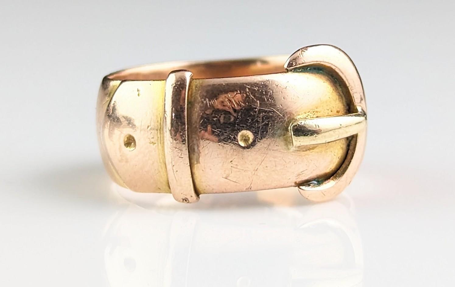 Antique Chunky 9k gold buckle ring, Victorian  6