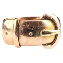 Antique Chunky 9k gold buckle ring, Victorian 