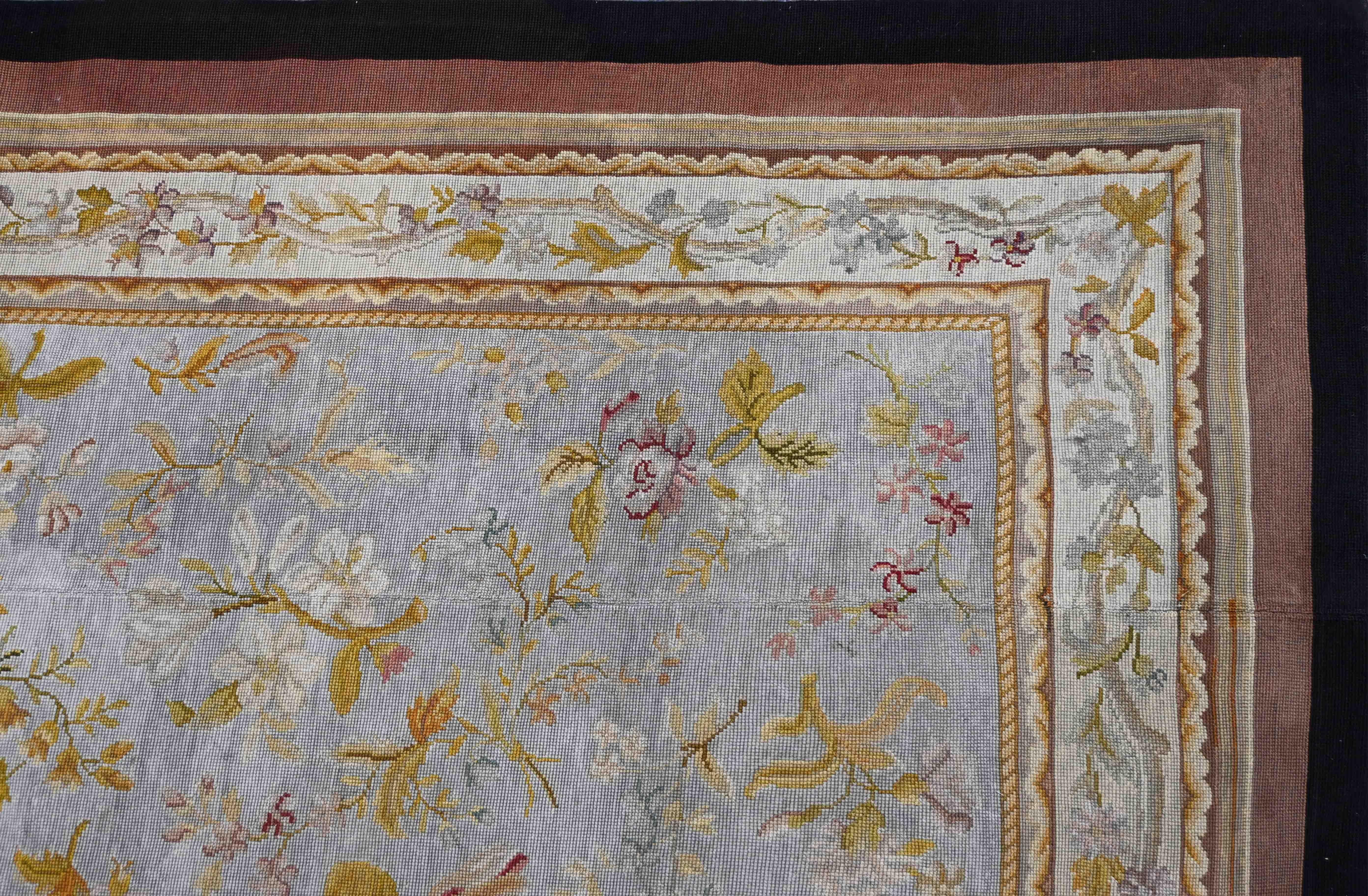 French Provincial Antique Church Altar Rug Petit Point, France, 19th Century – 250x190 – N° 1552 For Sale