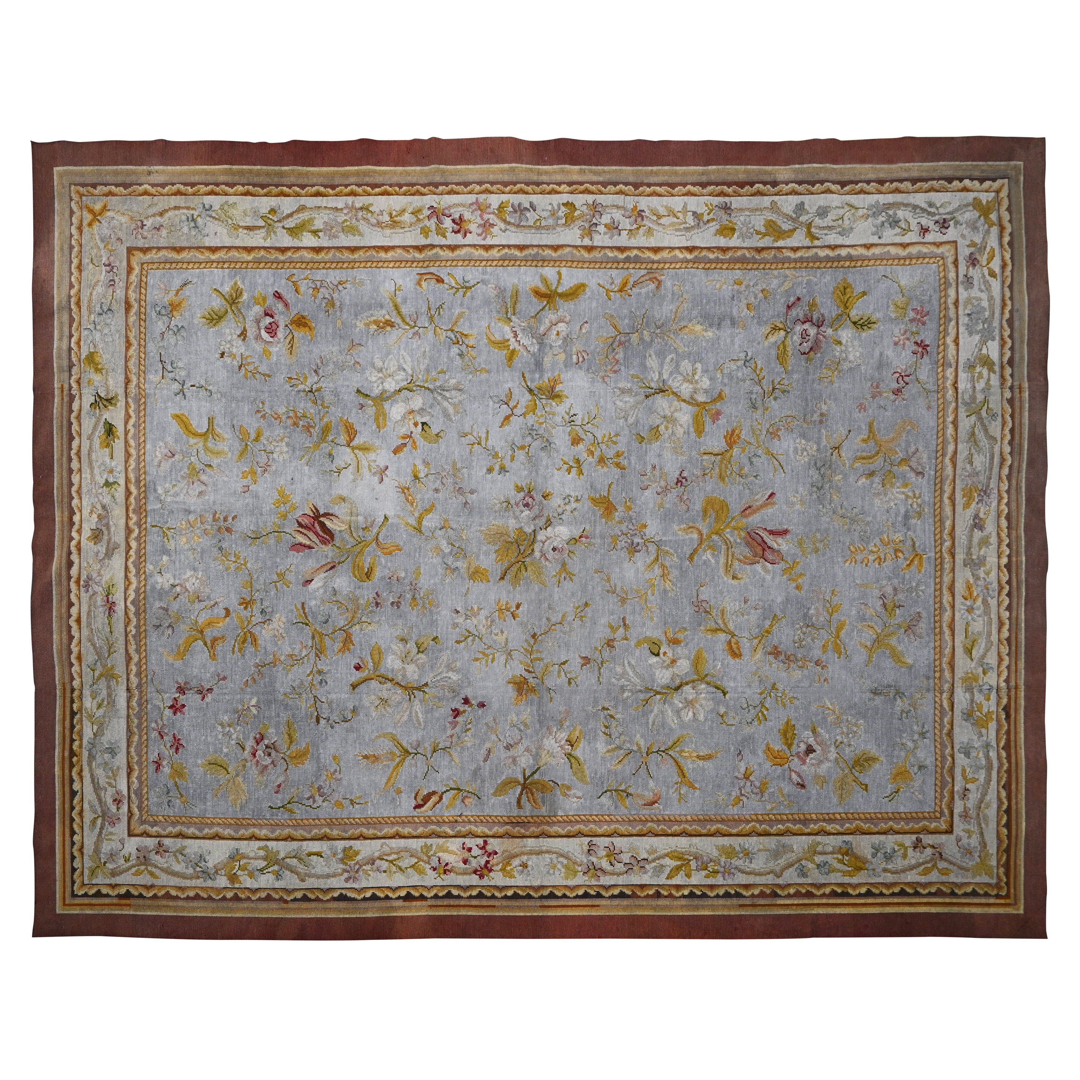 Antique Church Altar Rug Petit Point, France, 19th Century – 250x190 – N° 1552 For Sale