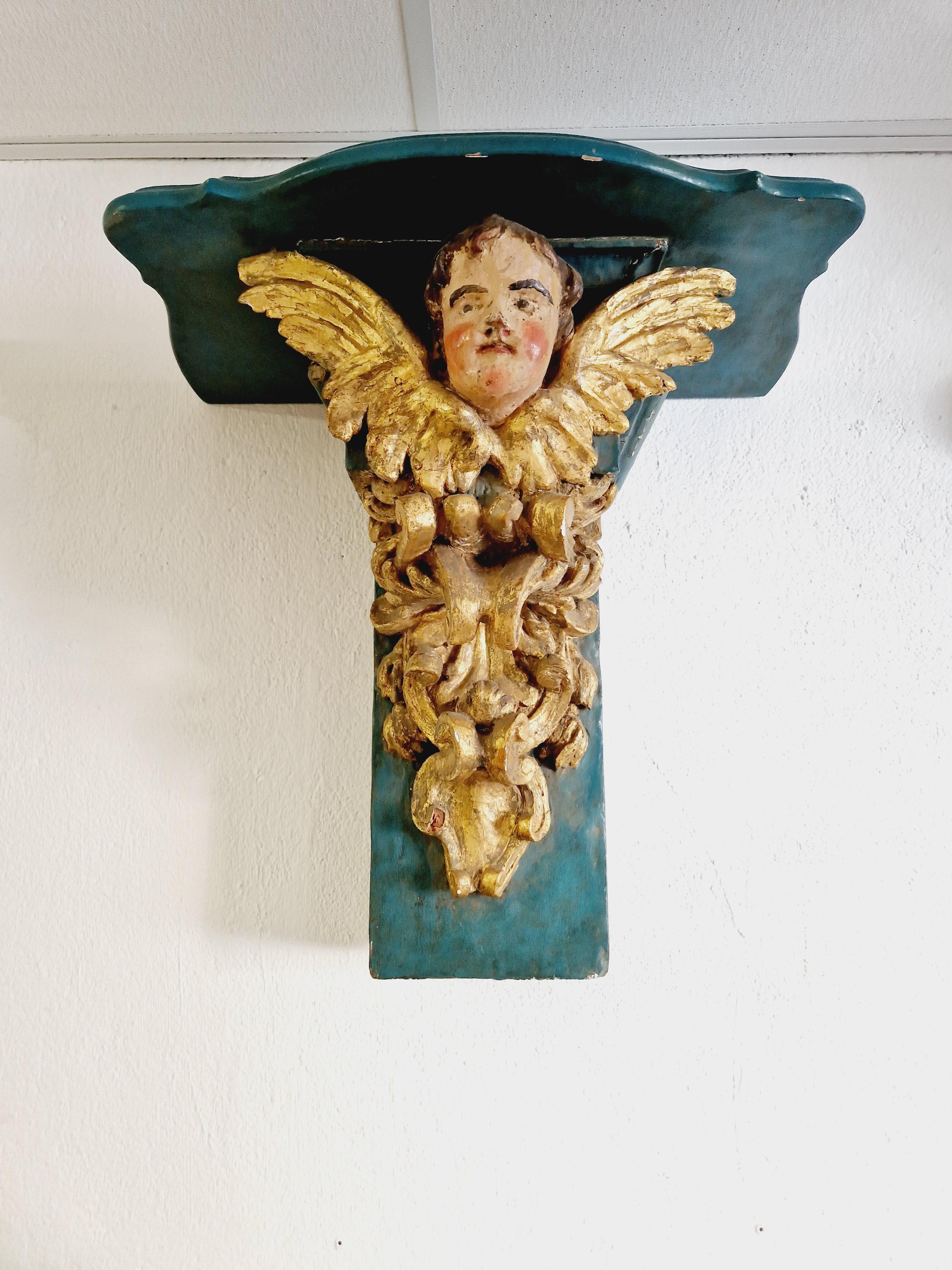 Baroque Antique Church Console French Decorative Cherub For Sale